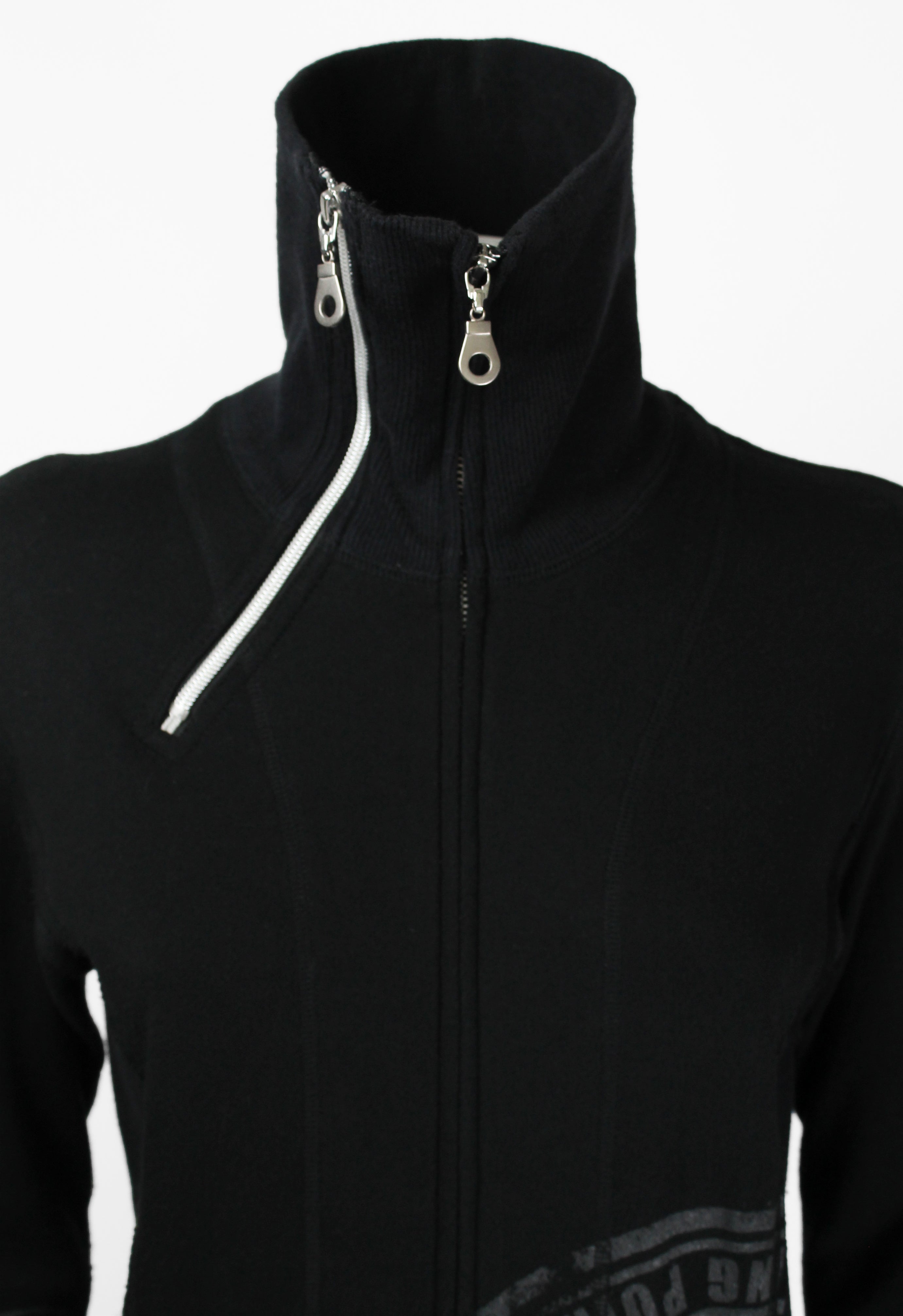 ISSEY MIYAKE FW 2004 BLACK GRAPHIC DOUBLE ZIP SWEATER