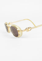 JEAN PAUL GAULTIER SS 1995 GOLD TRANSLUCENT LAYERED GOGGLE SUNGLASSES