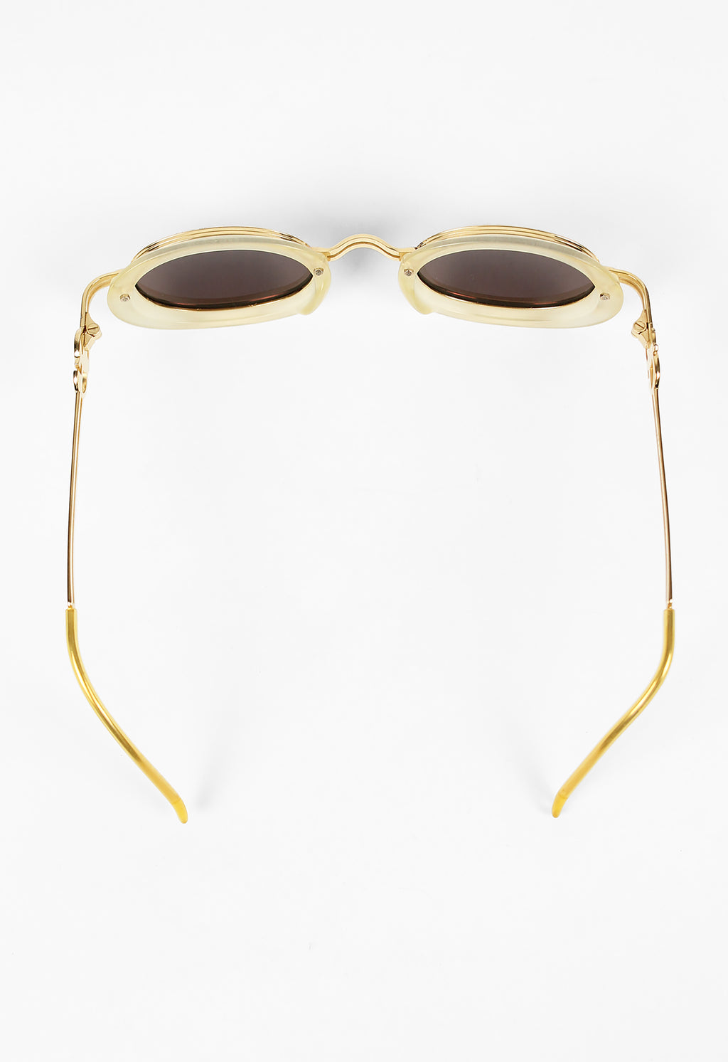 JEAN PAUL GAULTIER SS 1995 GOLD TRANSLUCENT LAYERED GOGGLE SUNGLASSES