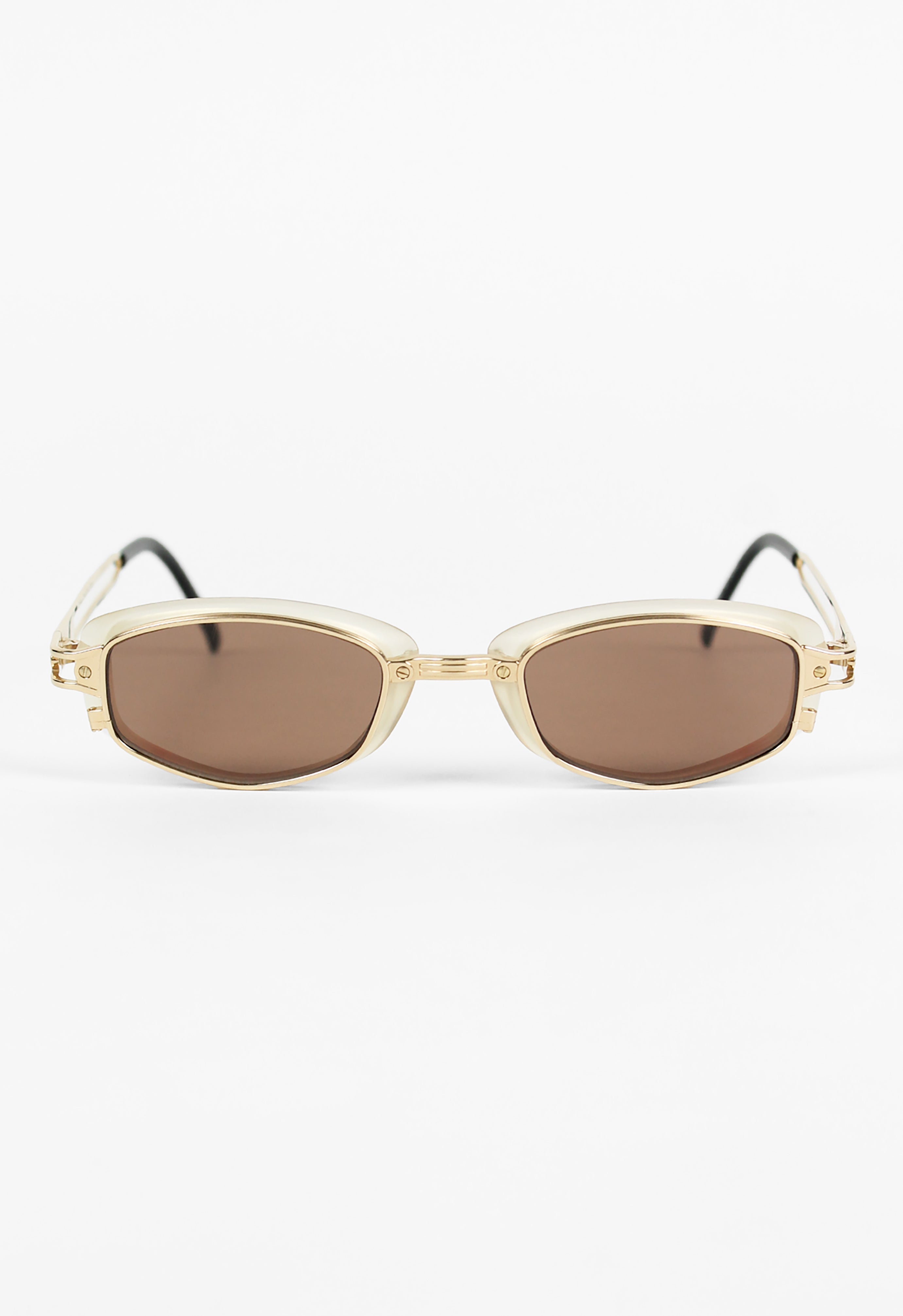 JEAN PAUL GAULTIER 1990'S GOLD TRANSLUCENT GOGGLE SUNGLASSES