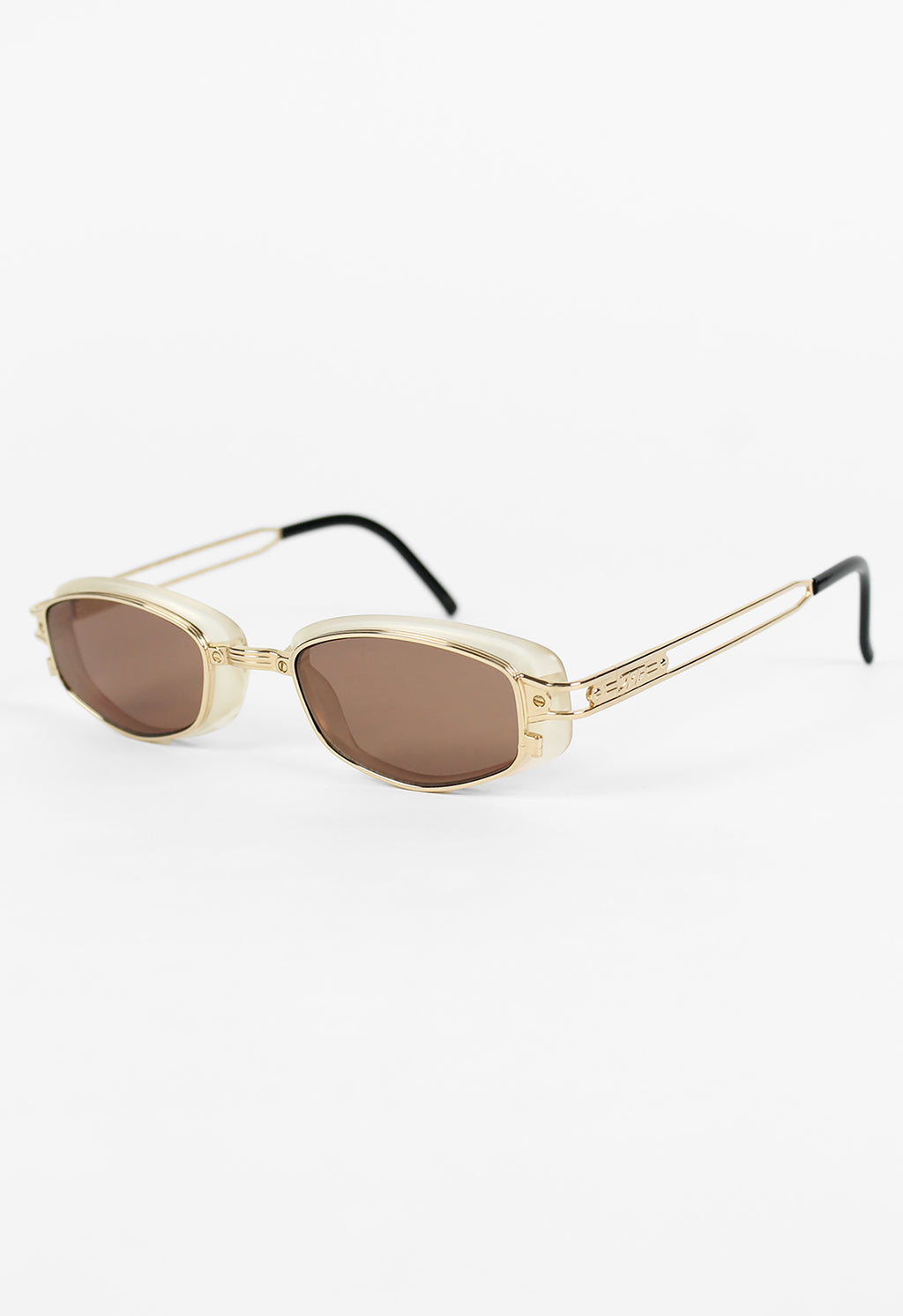JEAN PAUL GAULTIER 1990'S GOLD TRANSLUCENT GOGGLE SUNGLASSES