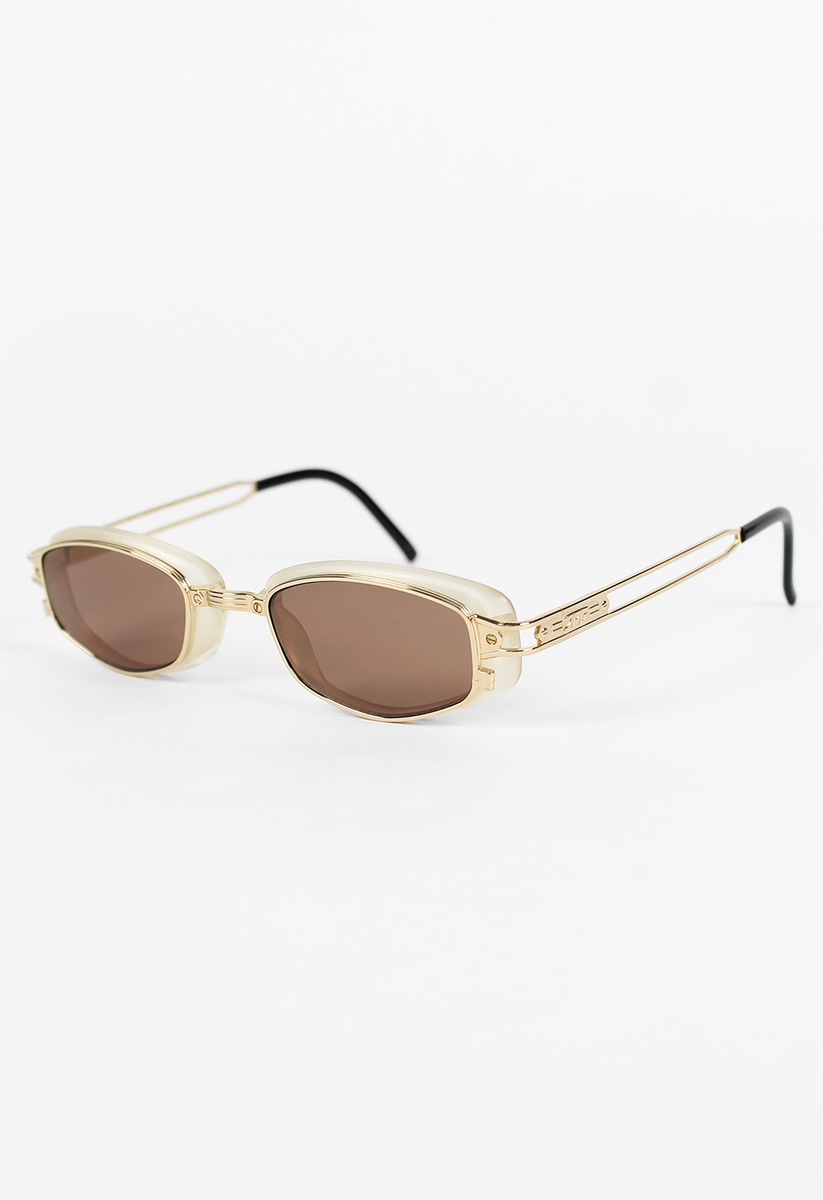JEAN PAUL GAULTIER 1990'S GOLD TRANSLUCENT GOGGLE SUNGLASSES