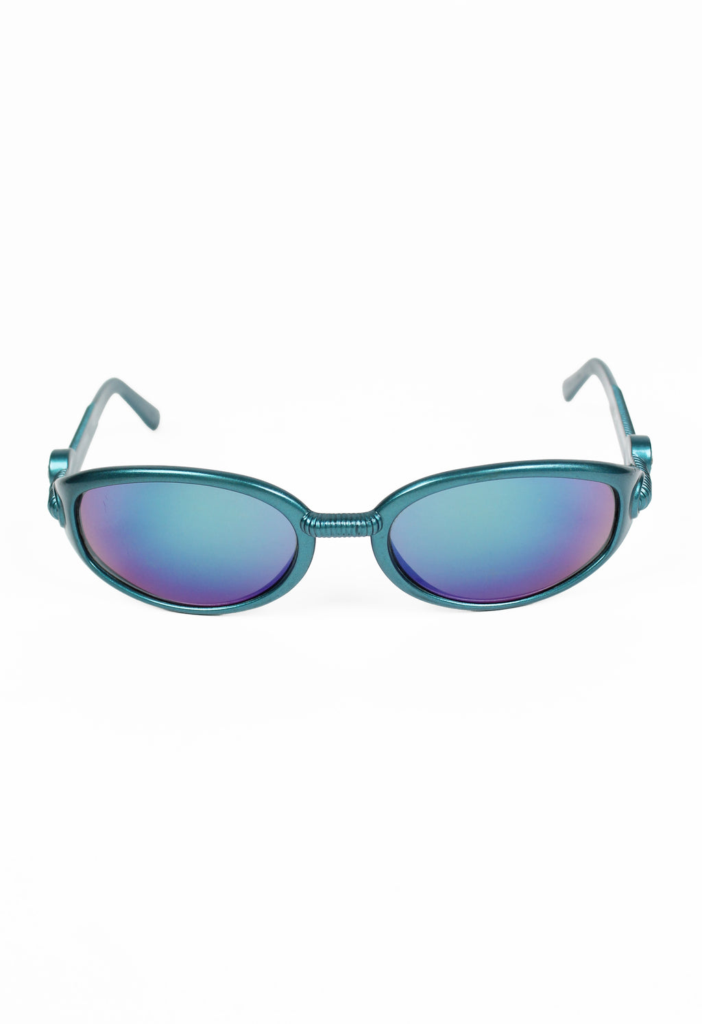 JEAN PAUL GAULTIER 1990'S METALLIC BLUE BENDY STRAW SUNGLASSES