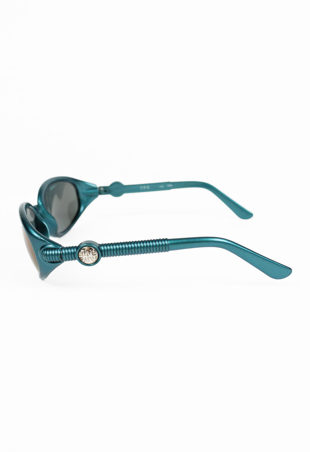 JEAN PAUL GAULTIER 1990'S METALLIC BLUE BENDY STRAW SUNGLASSES