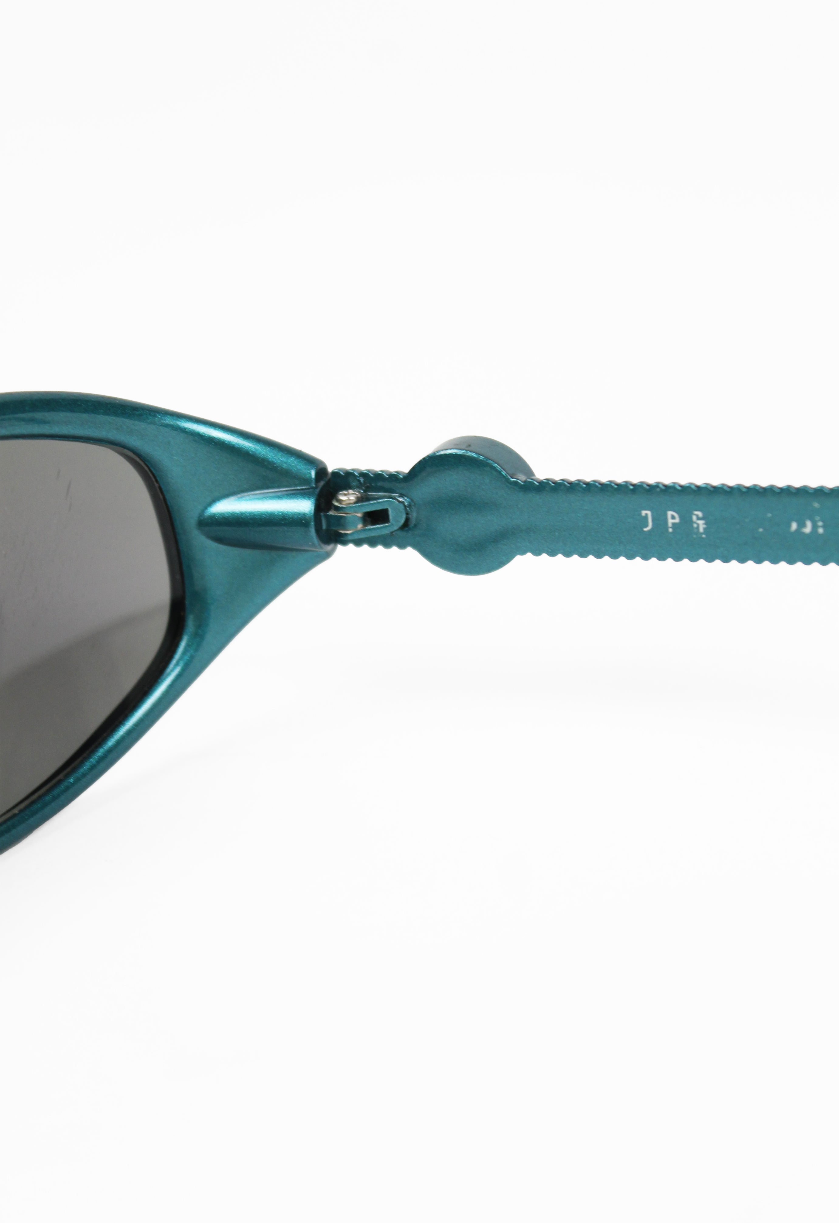 JEAN PAUL GAULTIER 1990'S METALLIC BLUE BENDY STRAW SUNGLASSES