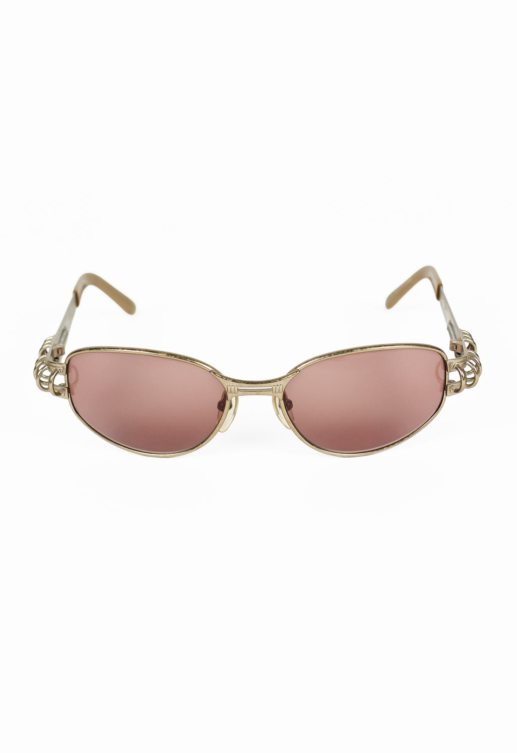 JEAN PAUL GAULTIER 1990'S GOLD SPRING AND HOOP PIERCING SUNGLASSES