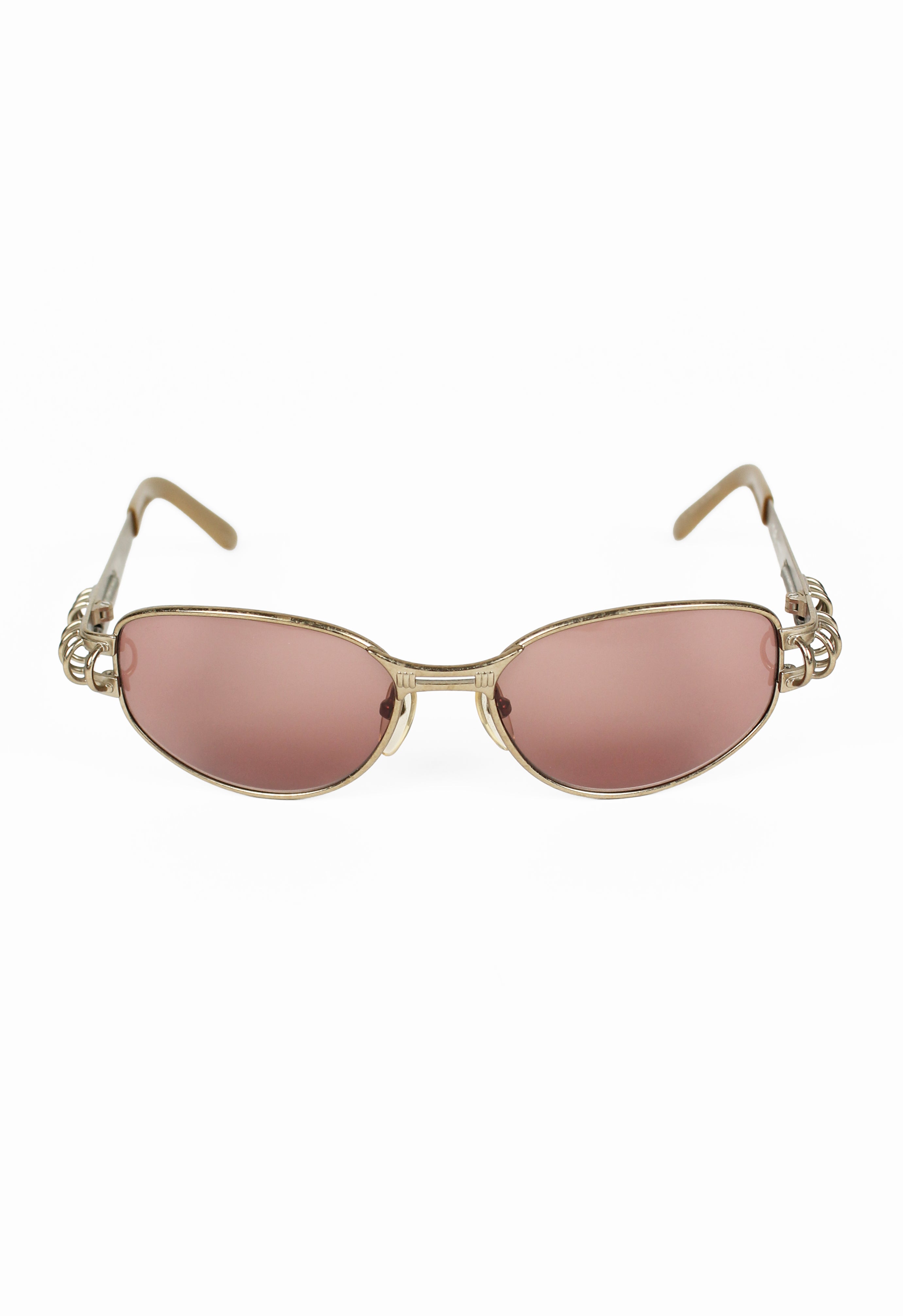 JEAN PAUL GAULTIER 1990'S GOLD SPRING AND HOOP PIERCING SUNGLASSES