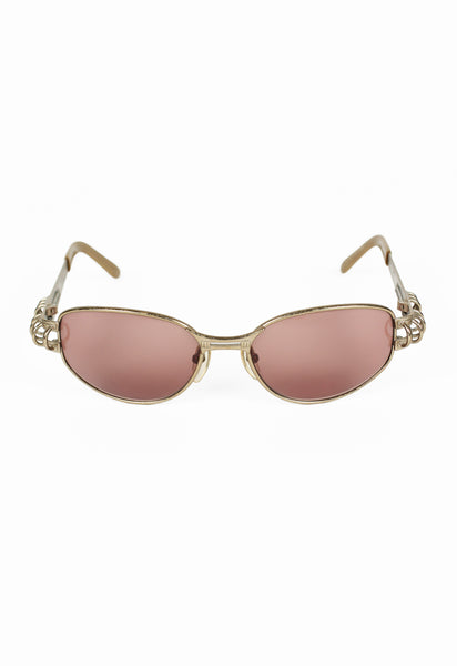 JEAN PAUL GAULTIER 1990'S GOLD SPRING AND HOOP PIERCING SUNGLASSES