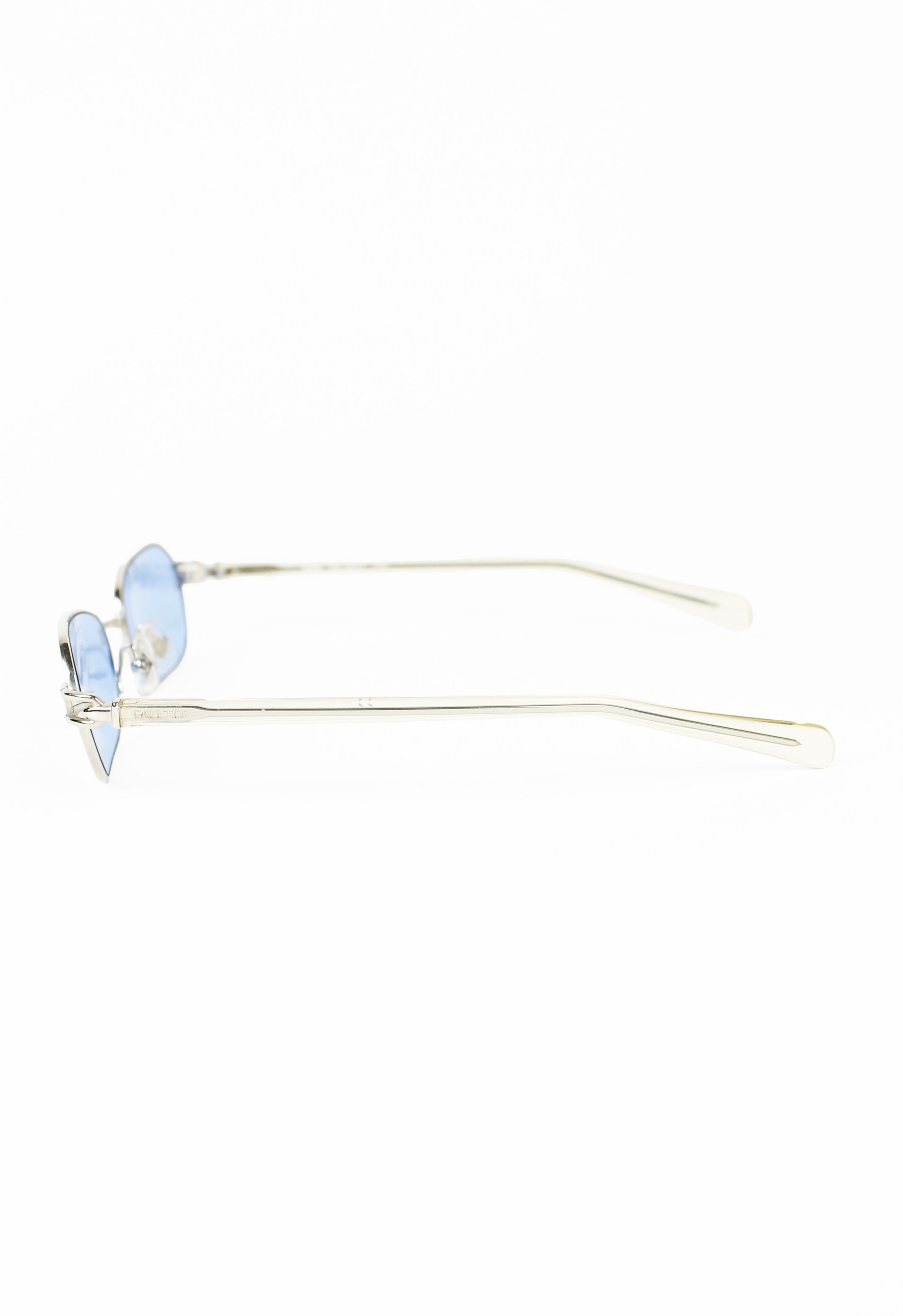 JEAN PAUL GAULTIER 1990'S TITANIUM SILVER TRANSLUCENT CASED SUNGLASSES