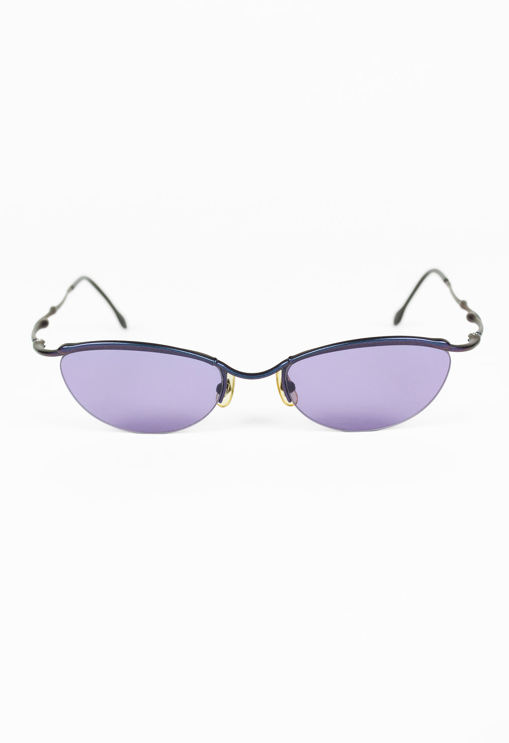 JEAN PAUL GAULTIER 1990'S TITANIUM SUSPENDED IRIDESCENT DRIP SUNGLASSES