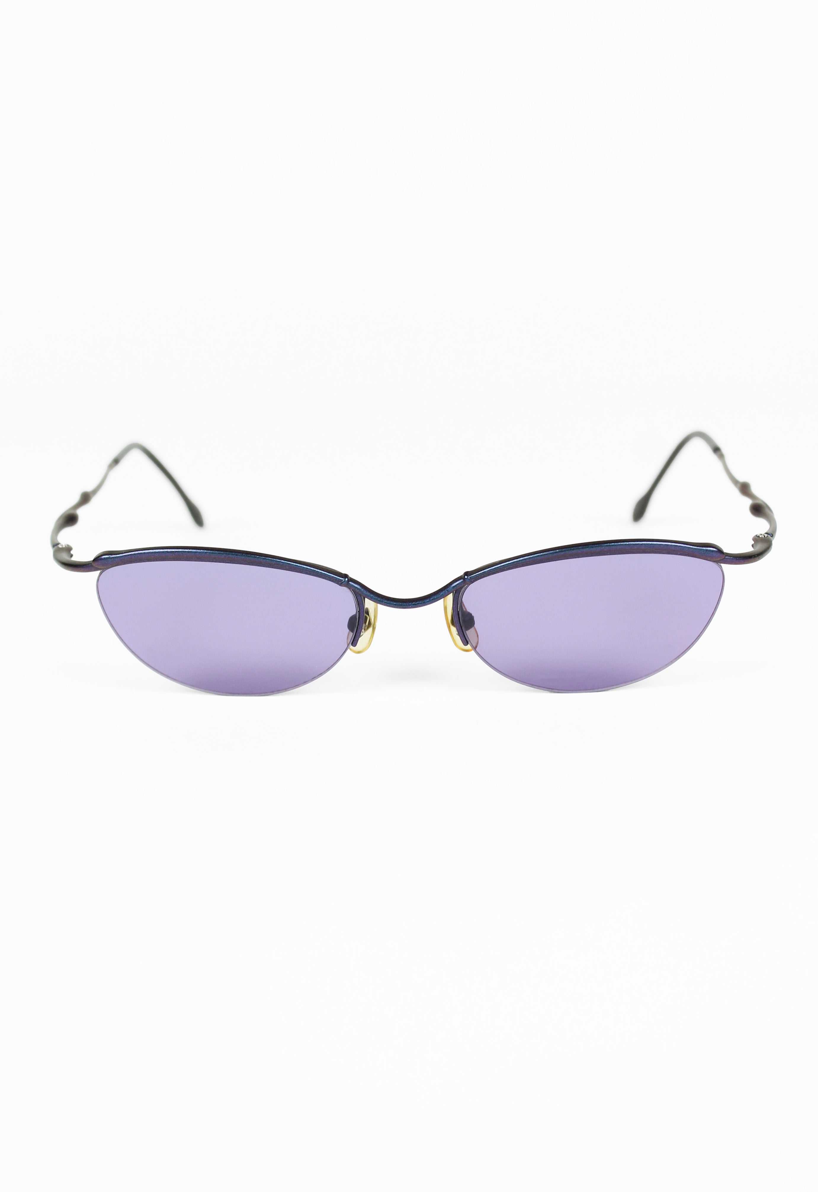 JEAN PAUL GAULTIER 1990'S TITANIUM SUSPENDED IRIDESCENT DRIP SUNGLASSES