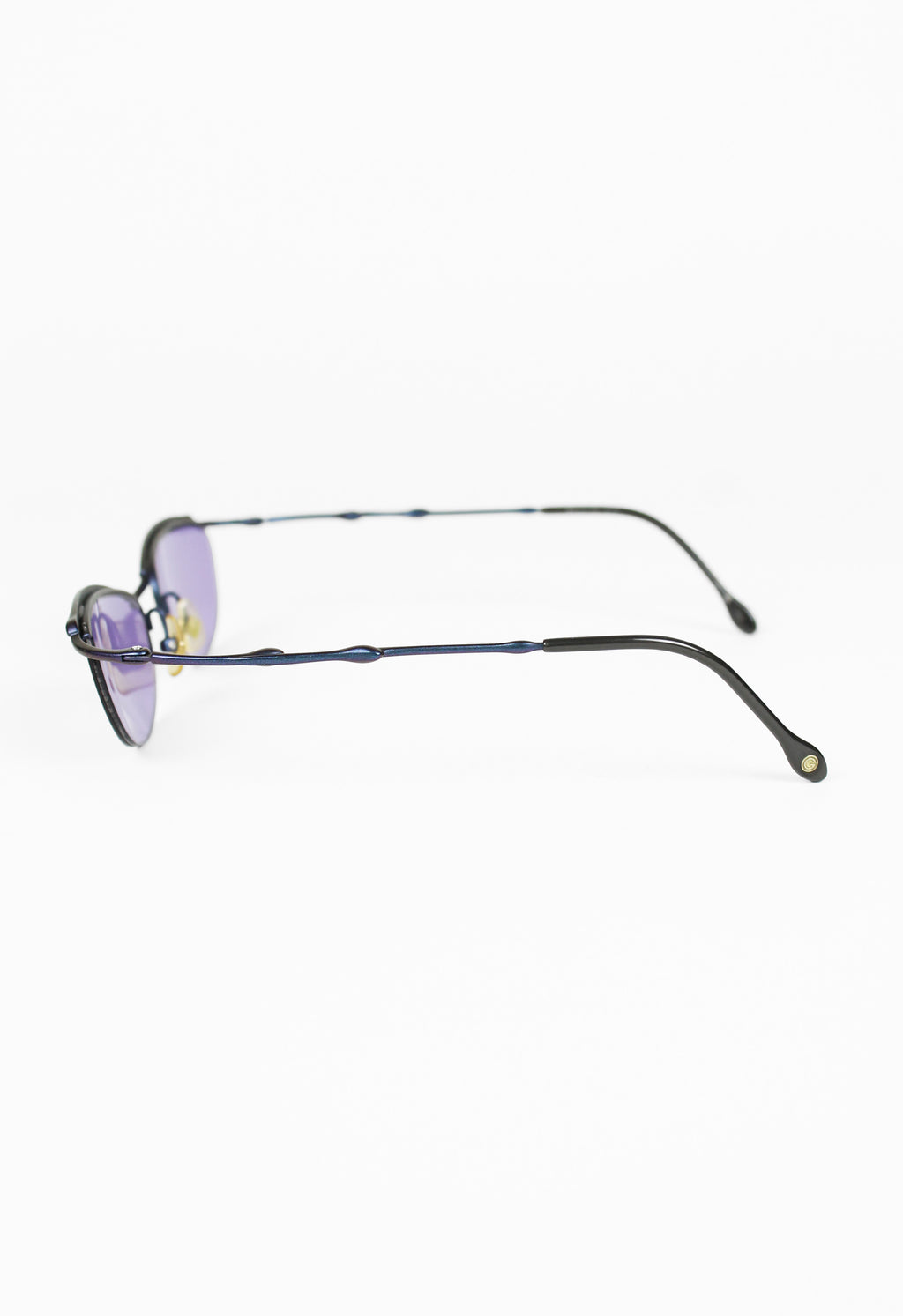 JEAN PAUL GAULTIER 1990'S TITANIUM SUSPENDED IRIDESCENT DRIP SUNGLASSES