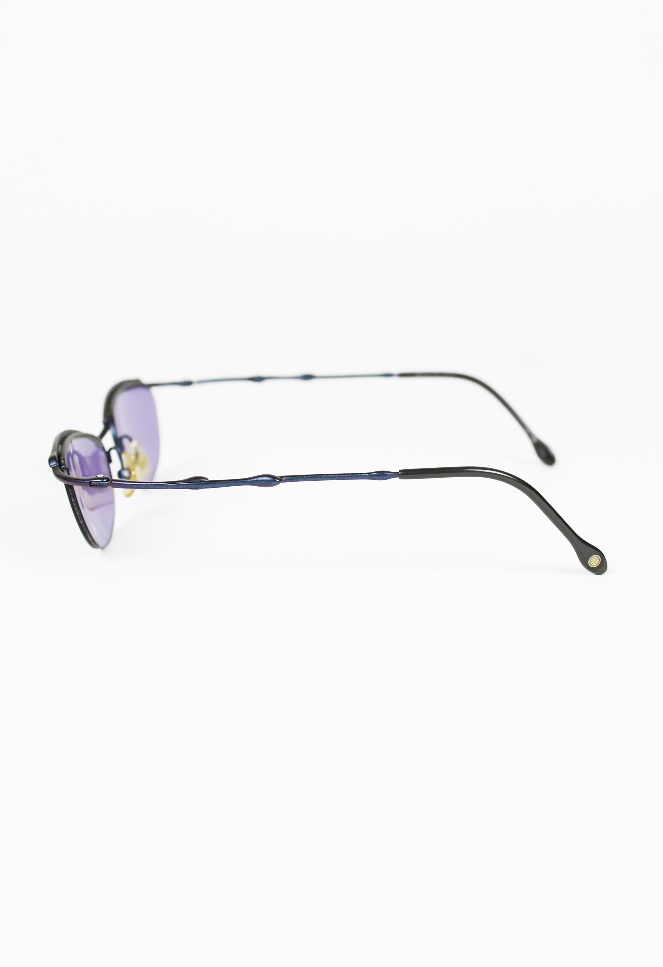 JEAN PAUL GAULTIER 1990'S TITANIUM SUSPENDED IRIDESCENT DRIP SUNGLASSES