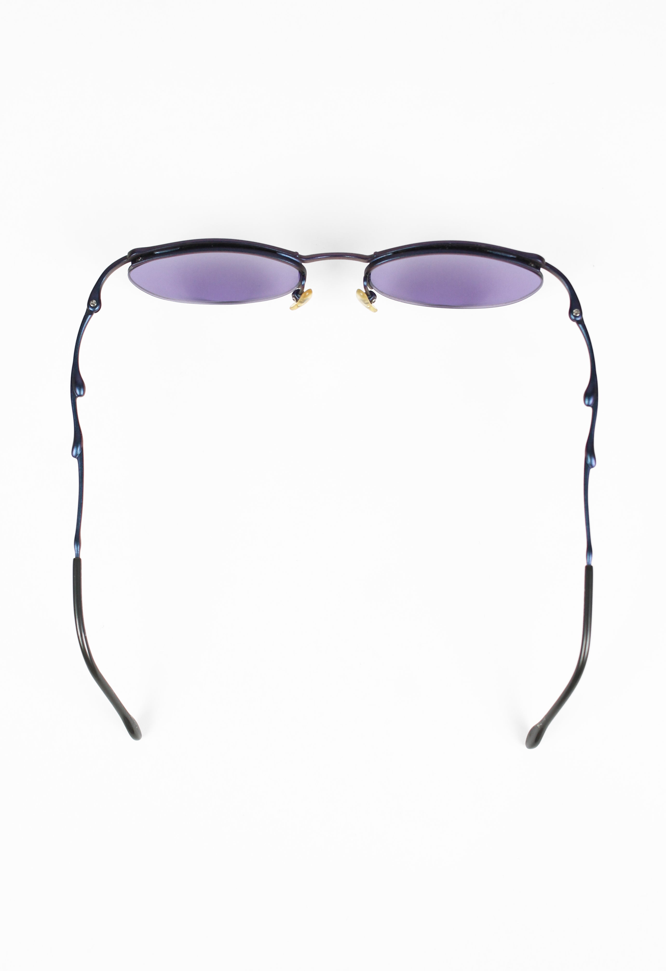 JEAN PAUL GAULTIER 1990'S TITANIUM SUSPENDED IRIDESCENT DRIP SUNGLASSES