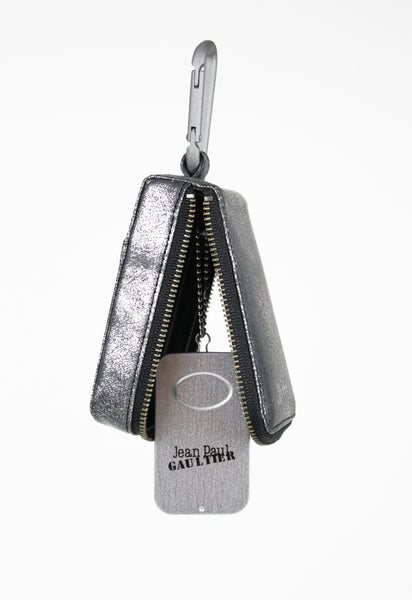 JEAN PAUL GAULTIER TROMPE L'OEIL CRACKED LEATHER PORTABLE CIGARETTE AND ASHTRAY POUCH