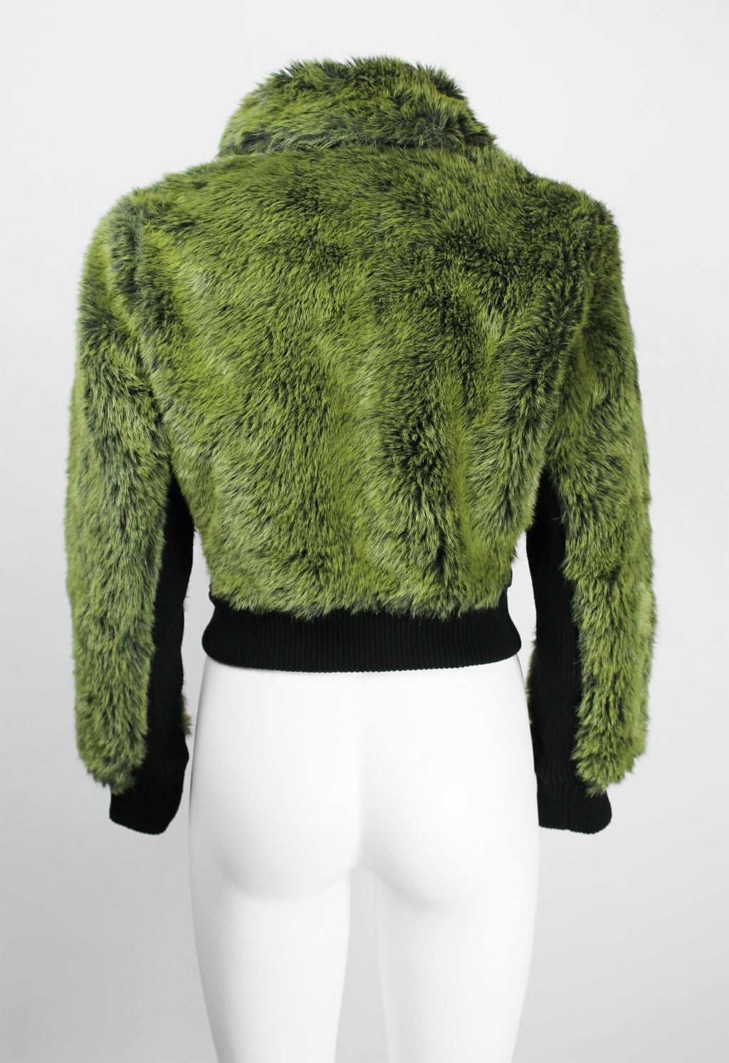 JEAN PAUL GAULTIER FW 1995 CROPPED GREEN FAUX FUR JACKET
