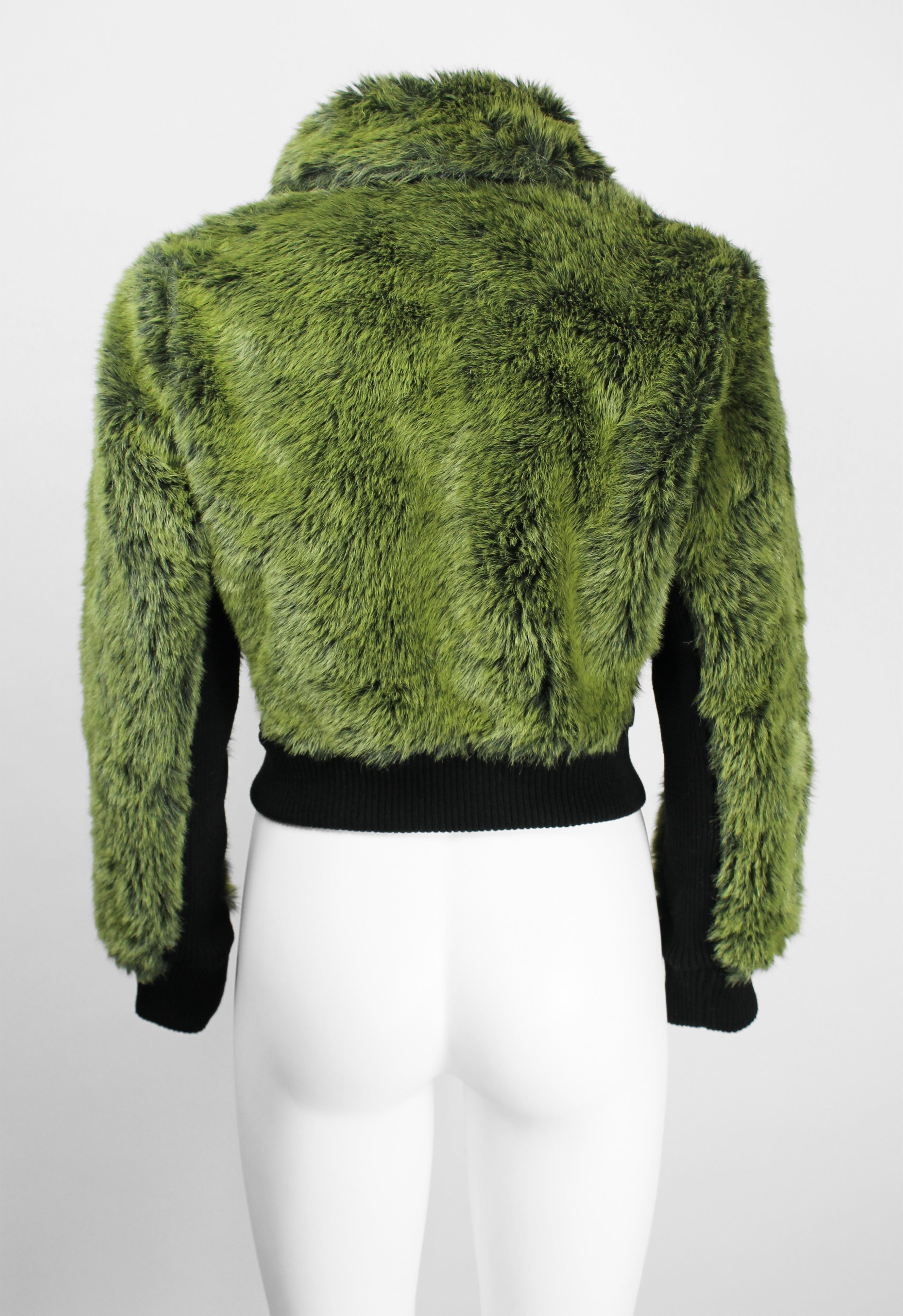 JEAN PAUL GAULTIER FW 1995 CROPPED GREEN FAUX FUR JACKET