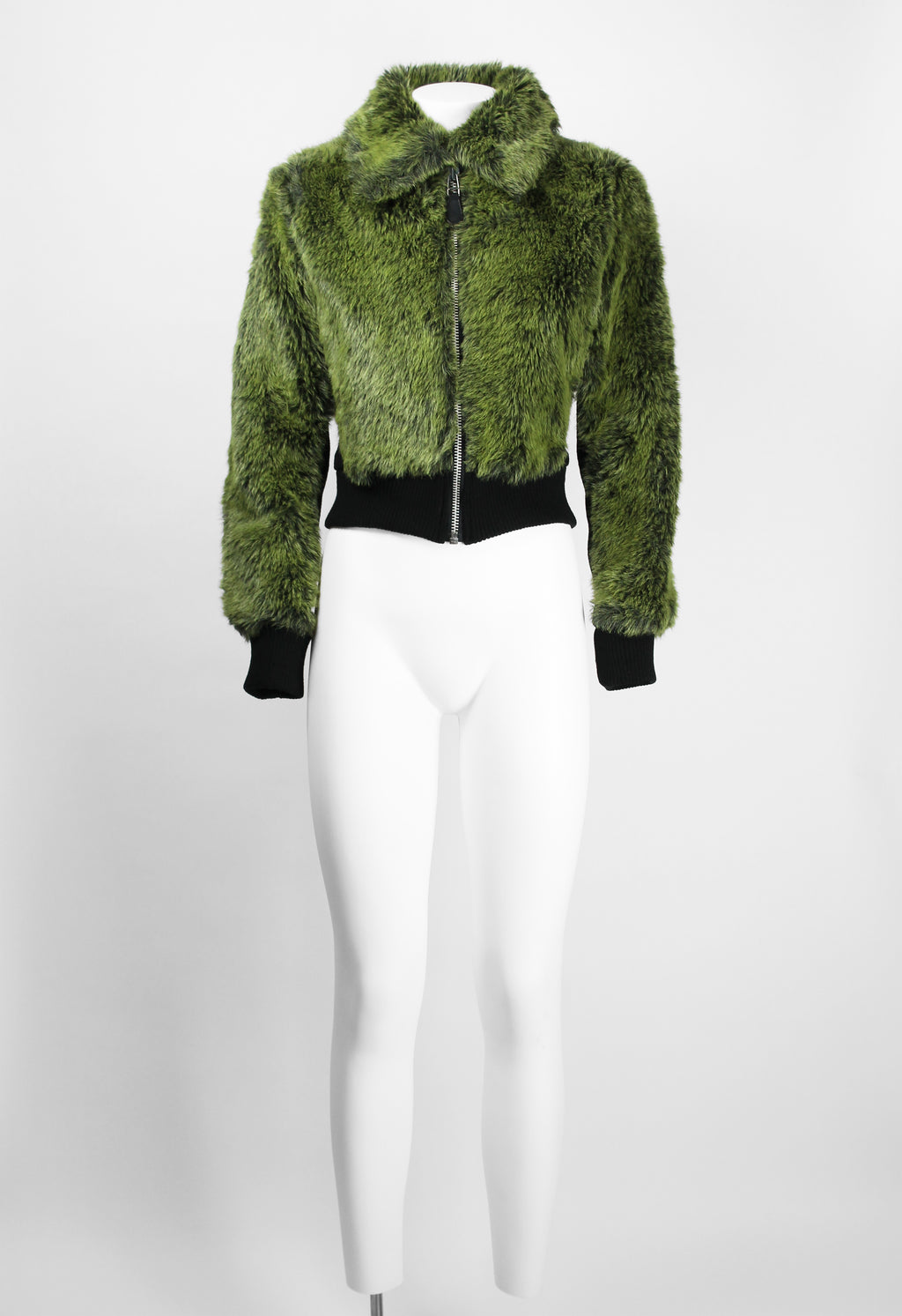 JEAN PAUL GAULTIER FW 1995 CROPPED GREEN FAUX FUR JACKET