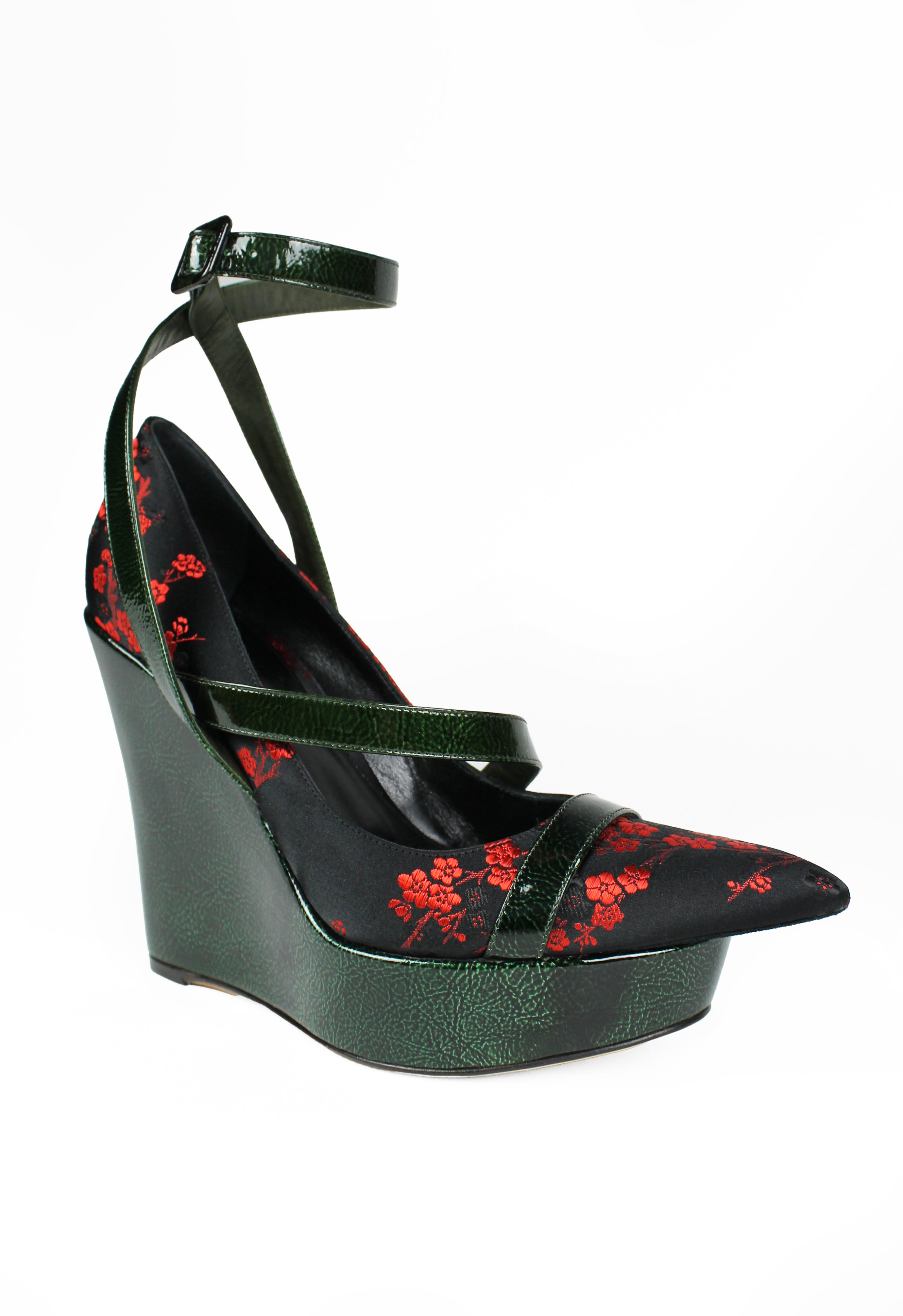 JEAN PAUL GAULTIER FW 2001 COUTURE EMBROIDERED STACKED HEELS