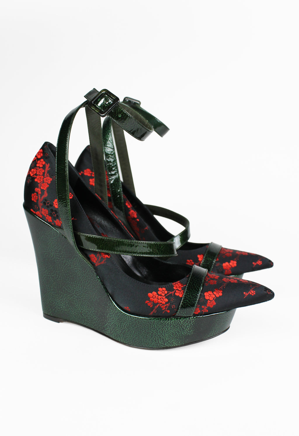 JEAN PAUL GAULTIER FW 2001 COUTURE EMBROIDERED STACKED HEELS