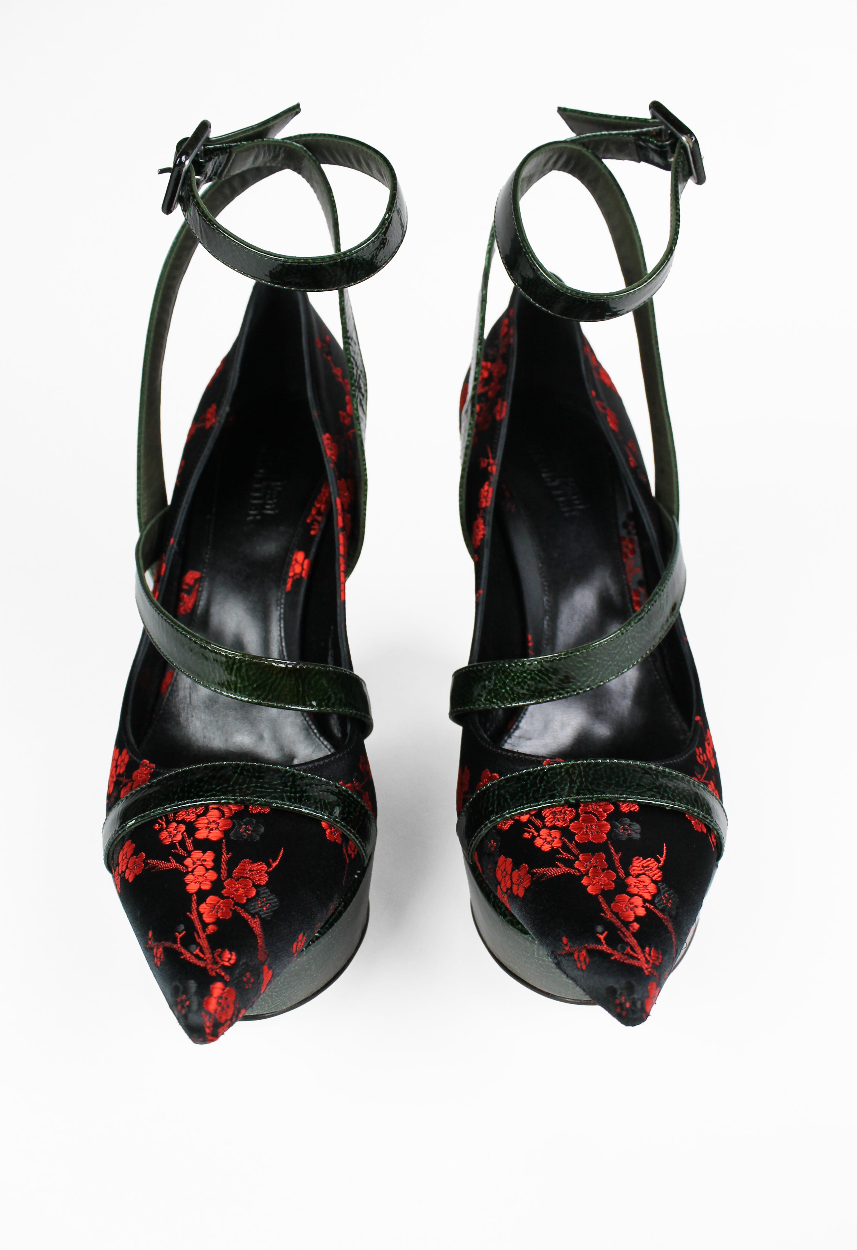 JEAN PAUL GAULTIER FW 2001 COUTURE EMBROIDERED STACKED HEELS