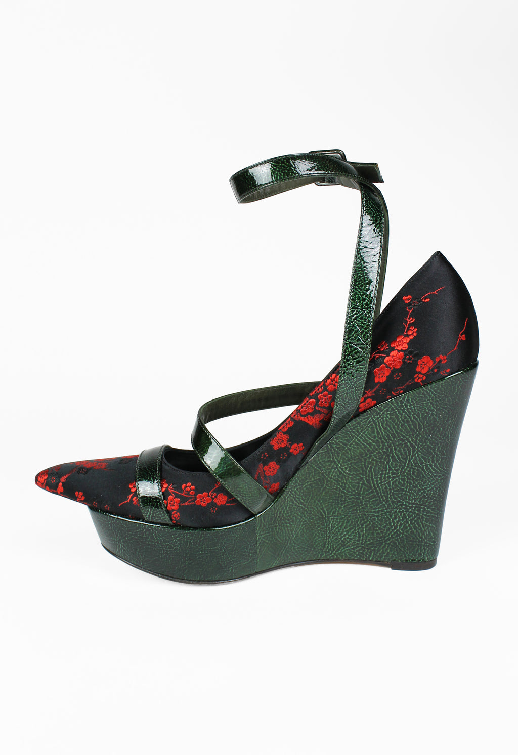 JEAN PAUL GAULTIER FW 2001 COUTURE EMBROIDERED STACKED HEELS