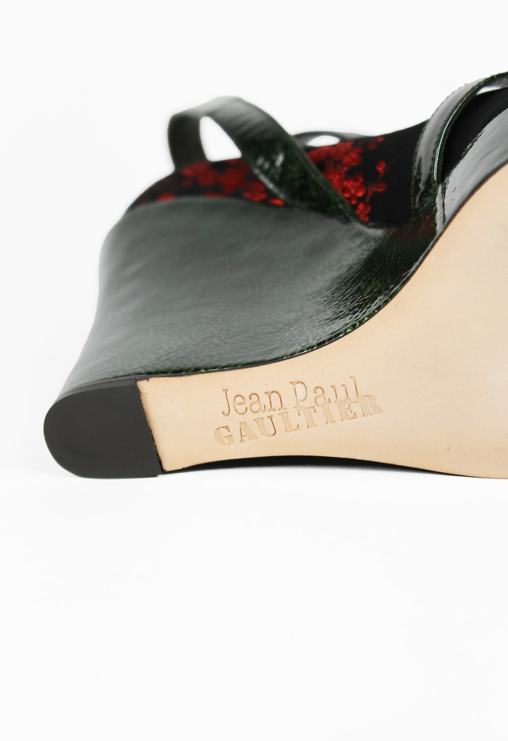 JEAN PAUL GAULTIER FW 2001 COUTURE EMBROIDERED STACKED HEELS