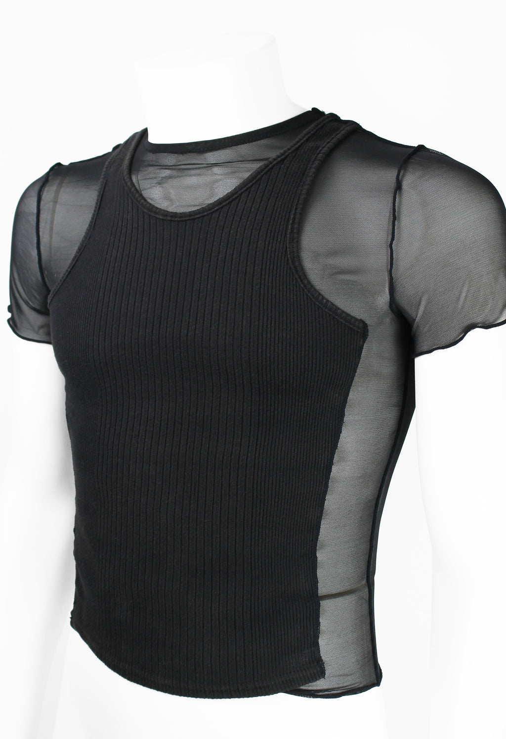 JEAN PAUL GAULTIER HOMME SS 1994 RECONSTRUCTED LAYERED MESH VEST TOP