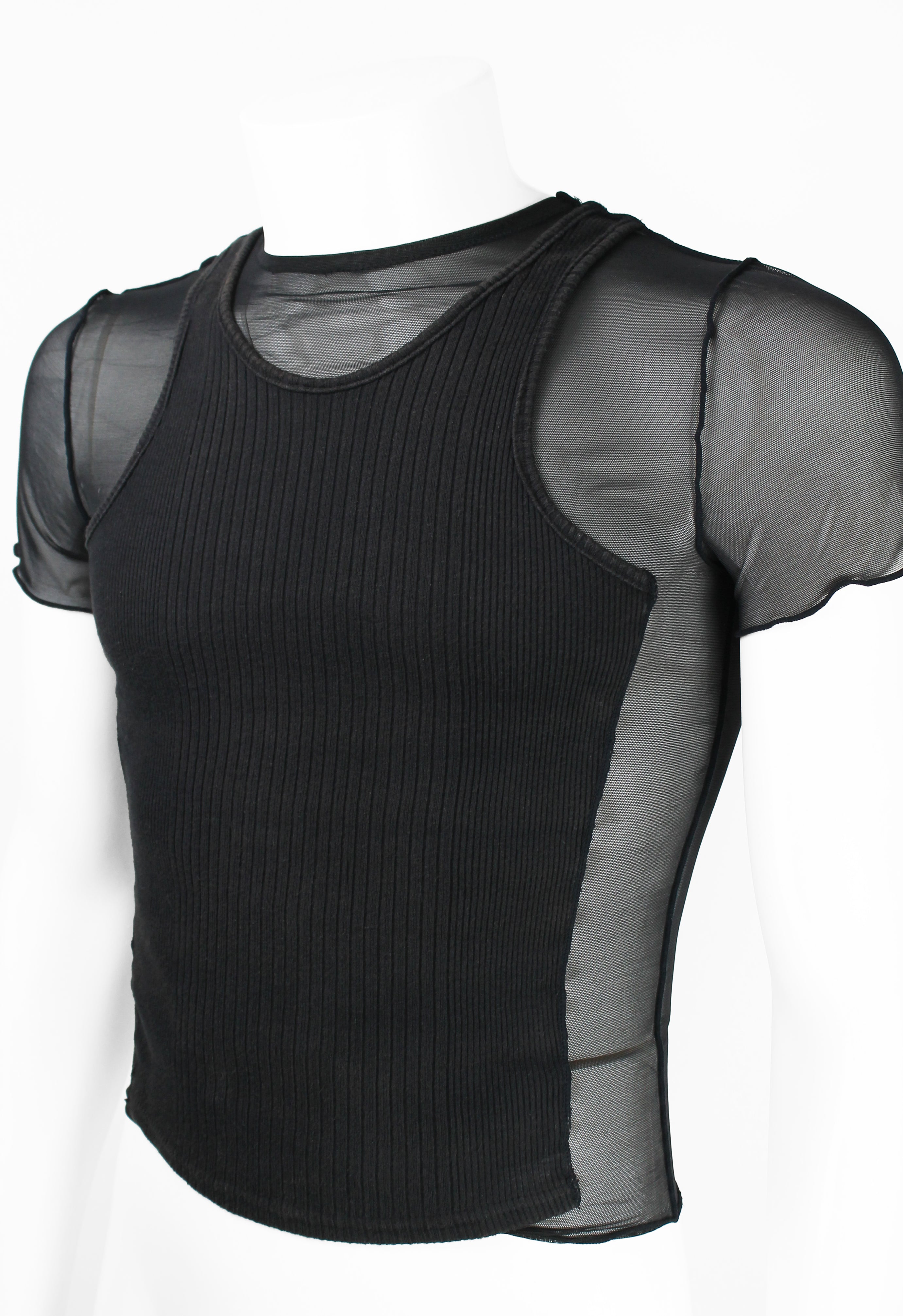 JEAN PAUL GAULTIER HOMME SS 1994 RECONSTRUCTED LAYERED MESH VEST TOP