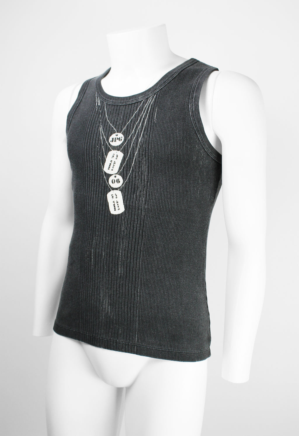 JEAN PAUL GAULTIER JPG JEAN'S 1990'S TROMPE L'OEIL DOG TAGS VEST