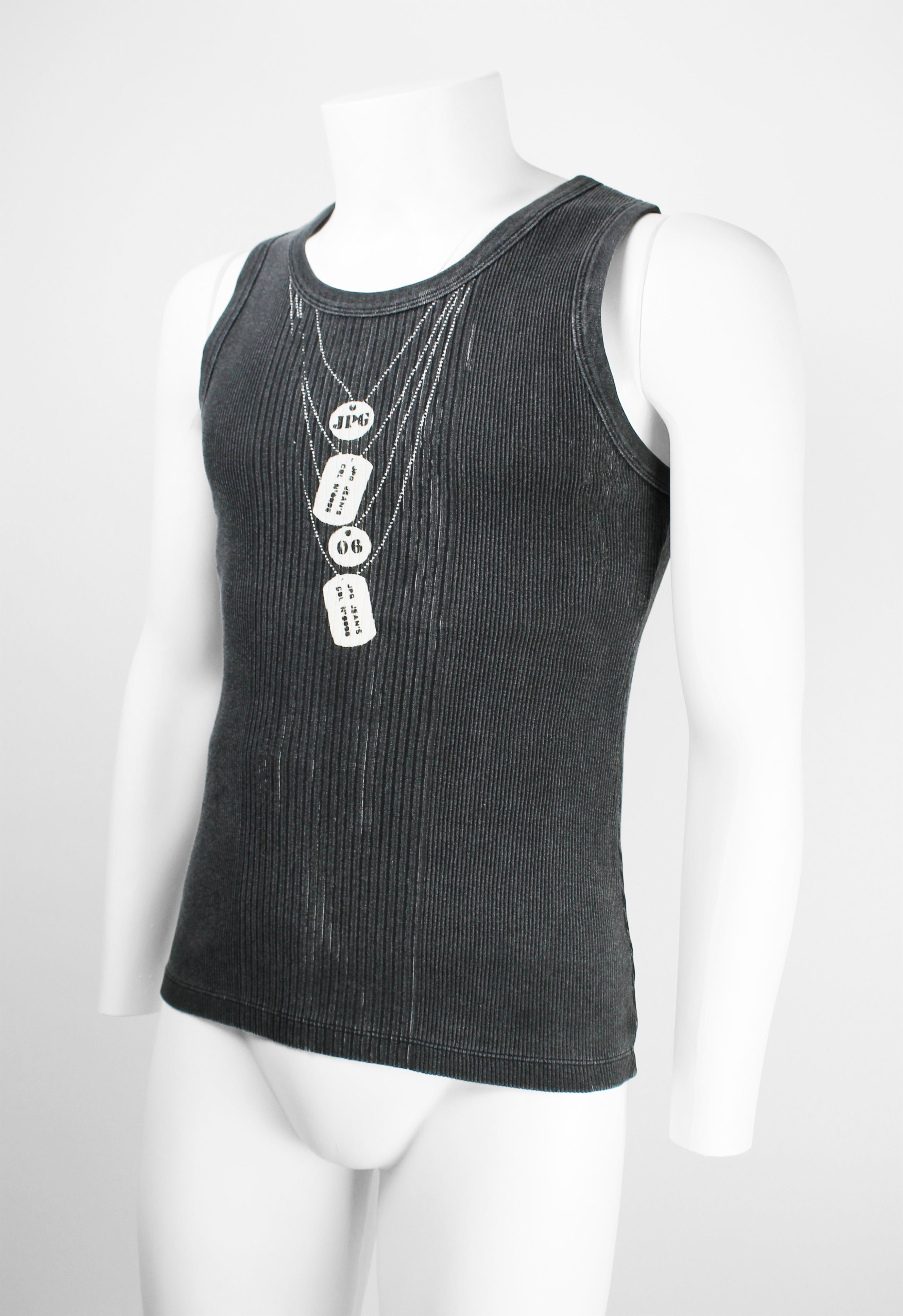 JEAN PAUL GAULTIER JPG JEAN'S 1990'S TROMPE L'OEIL DOG TAGS VEST