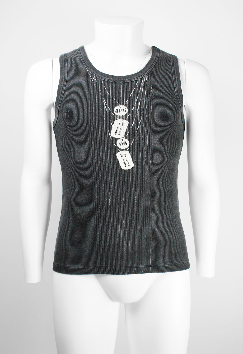 JEAN PAUL GAULTIER JPG JEAN'S 1990'S TROMPE L'OEIL DOG TAGS VEST