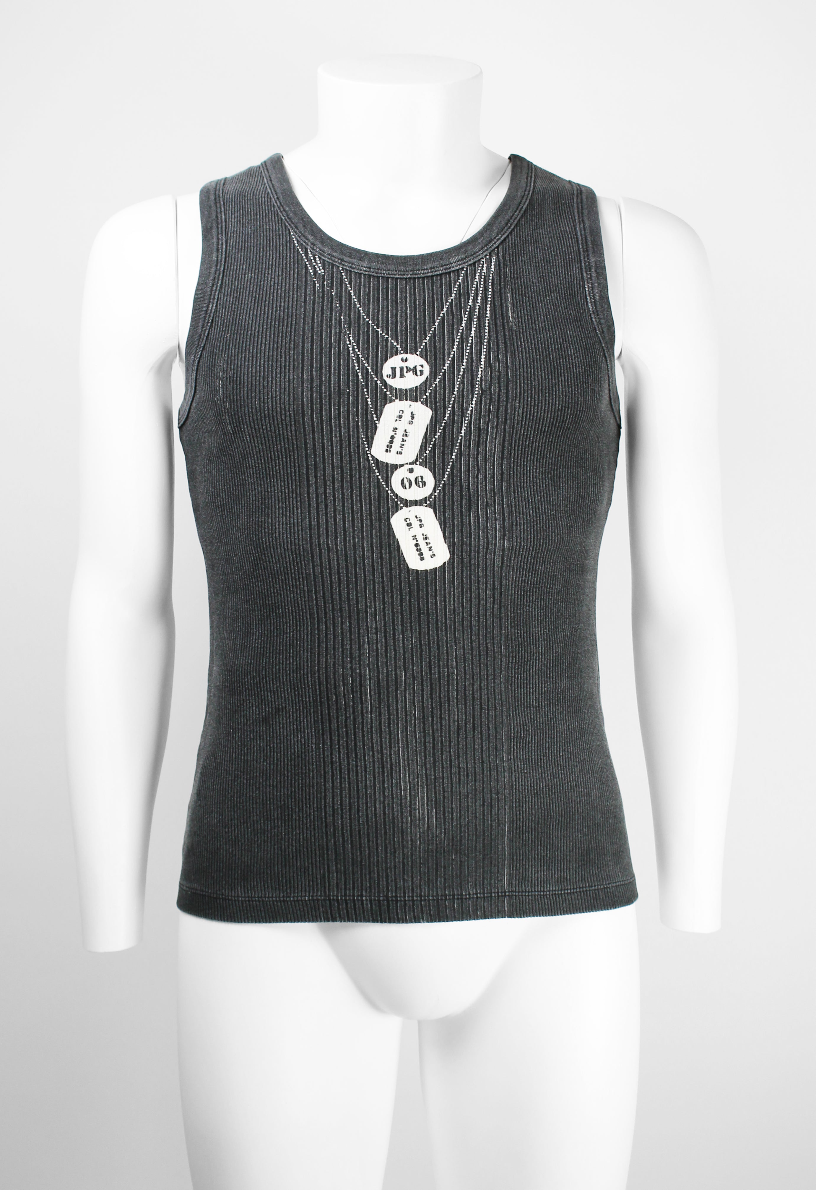 JEAN PAUL GAULTIER JPG JEAN'S 1990'S TROMPE L'OEIL DOG TAGS VEST