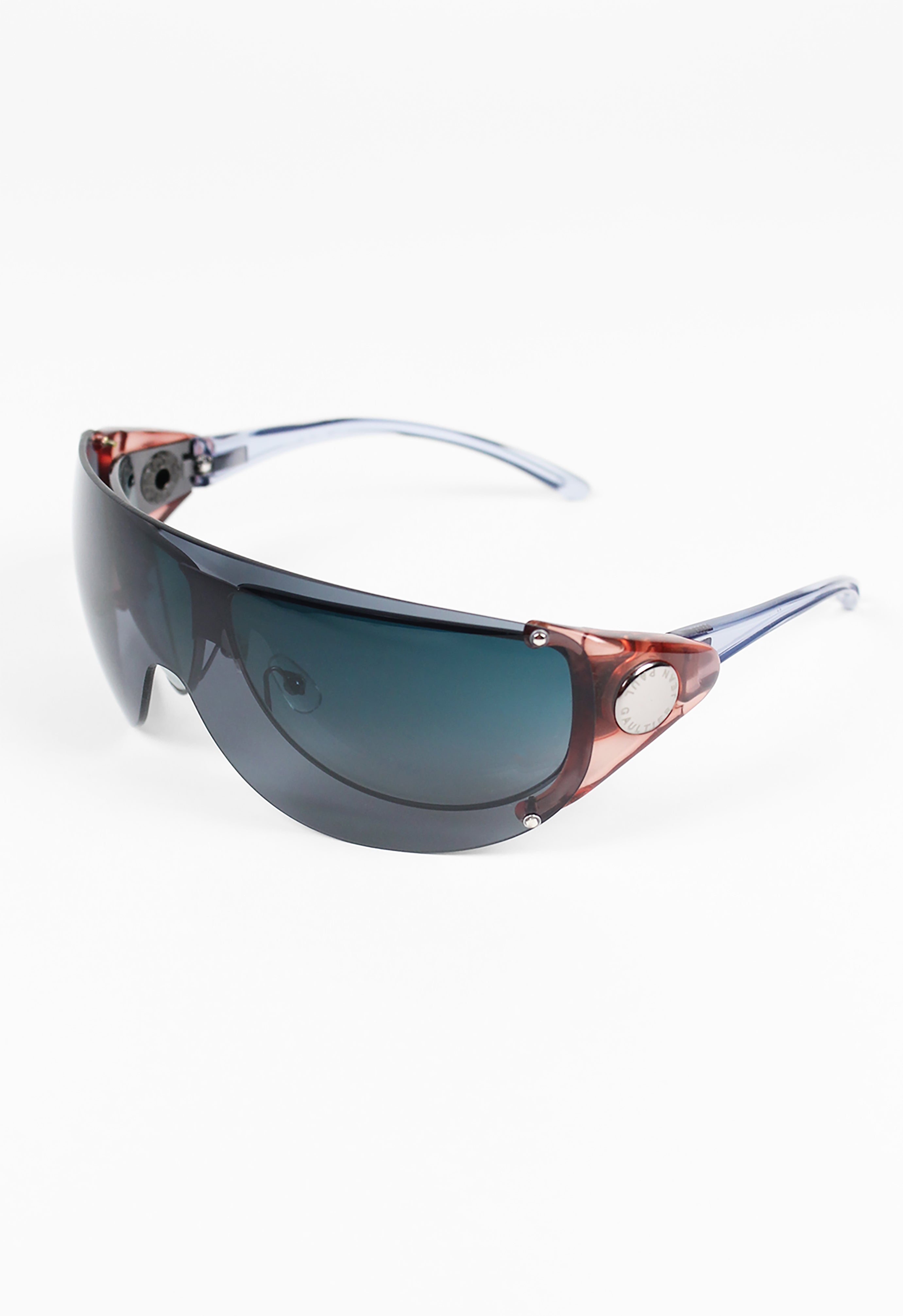 JEAN PAUL GAULTIER SS 2002 BLUE DETACHABLE SHIELD SUNGLASSES
