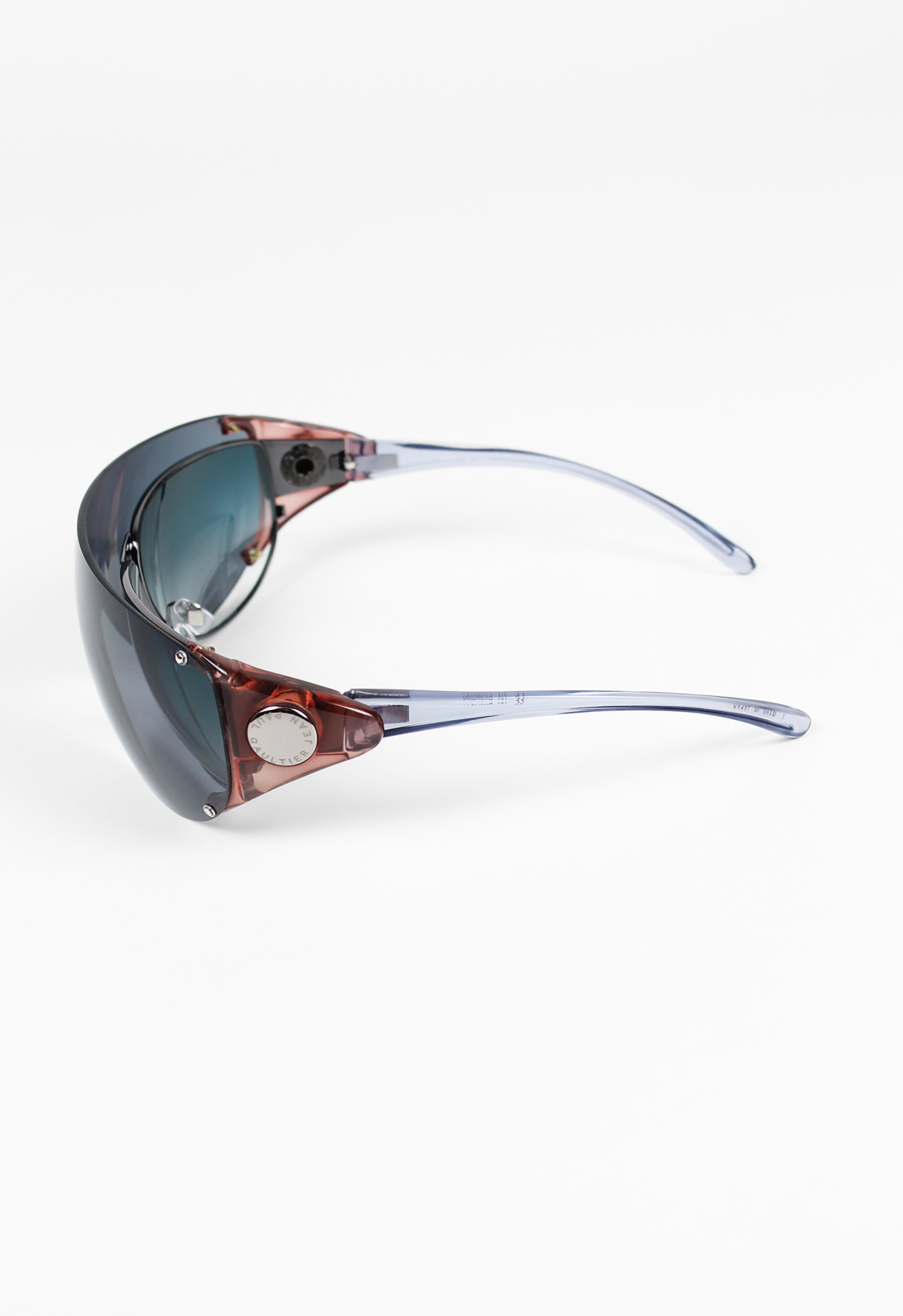 JEAN PAUL GAULTIER SS 2002 BLUE DETACHABLE SHIELD SUNGLASSES