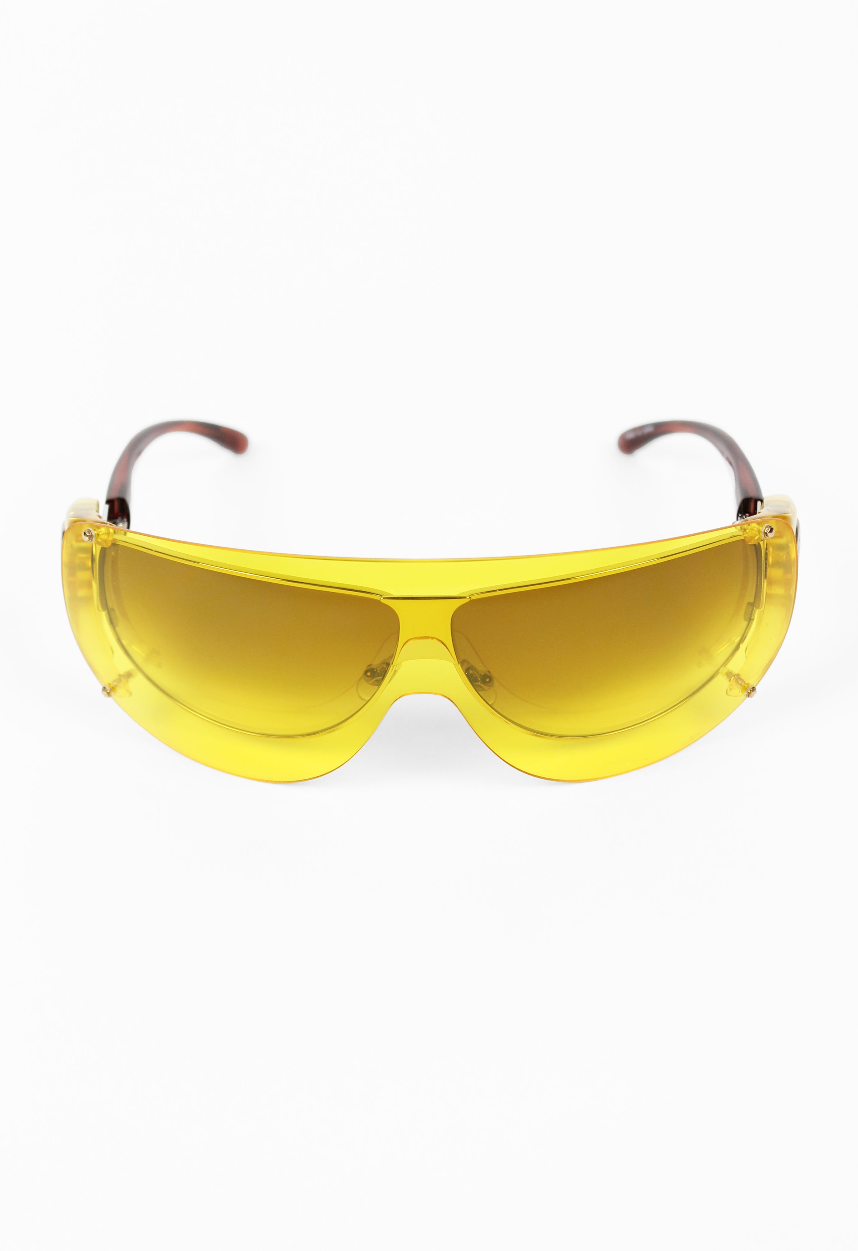 JEAN PAUL GAULTIER SS 2002 YELLOW DETACHABLE SHIELD SUNGLASSES