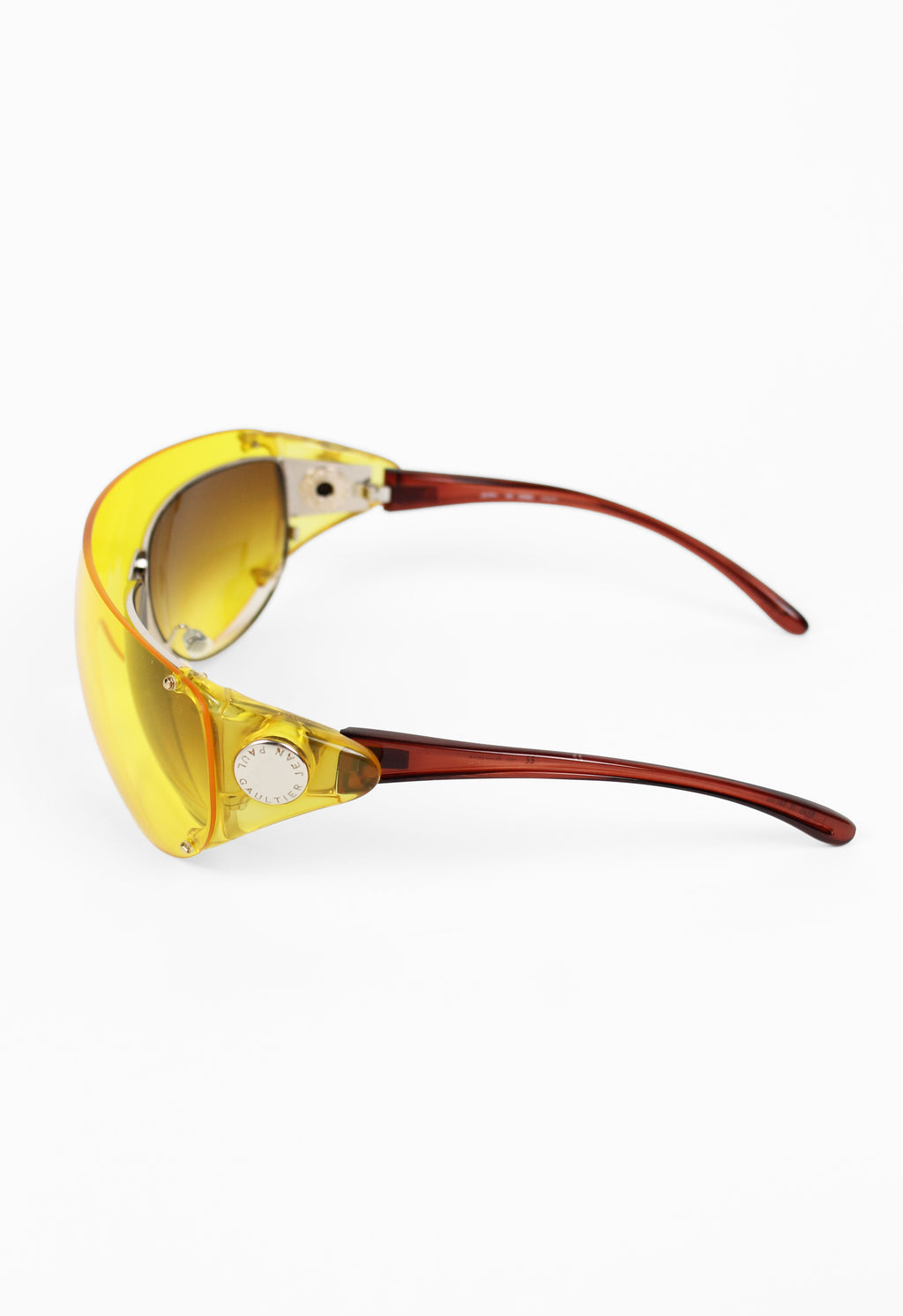 JEAN PAUL GAULTIER SS 2002 YELLOW DETACHABLE SHIELD SUNGLASSES