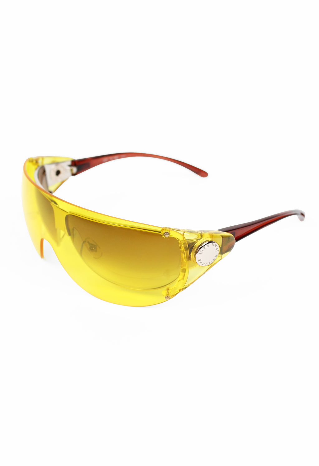 JEAN PAUL GAULTIER SS 2002 YELLOW DETACHABLE SHIELD SUNGLASSES