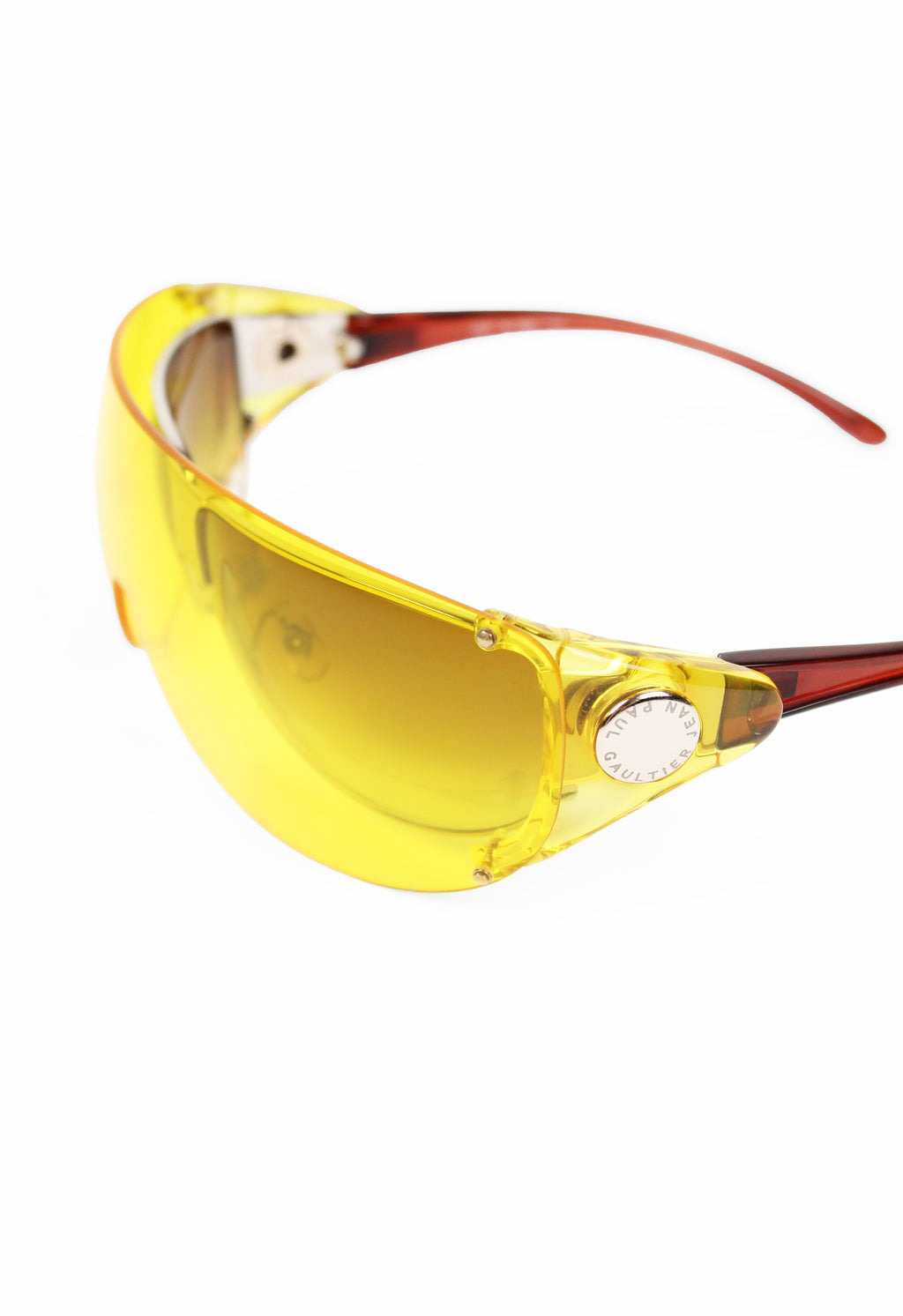 JEAN PAUL GAULTIER SS 2002 YELLOW DETACHABLE SHIELD SUNGLASSES
