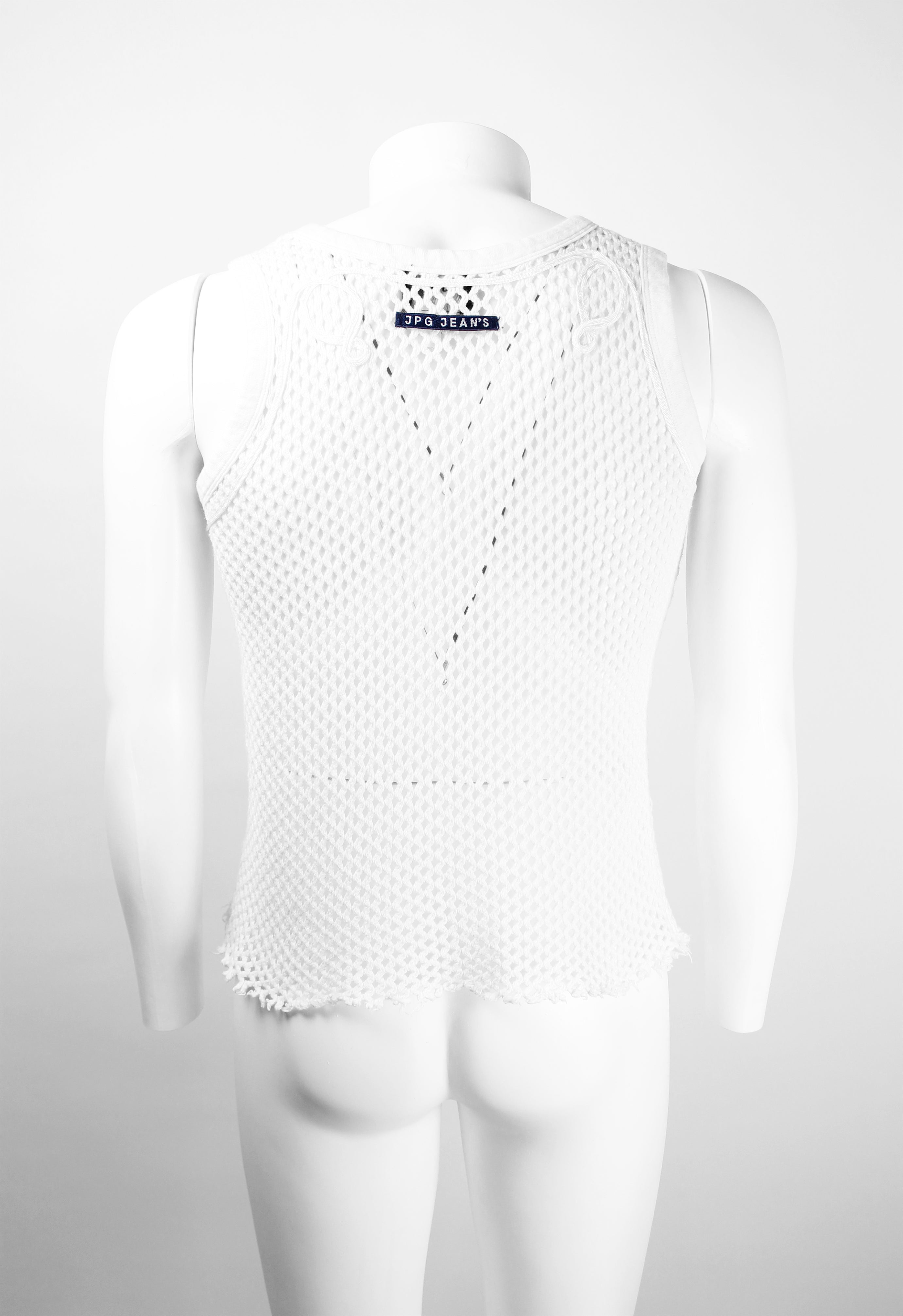 JEAN PAUL GAULTIER JPG WHITE MESH TANK TOP