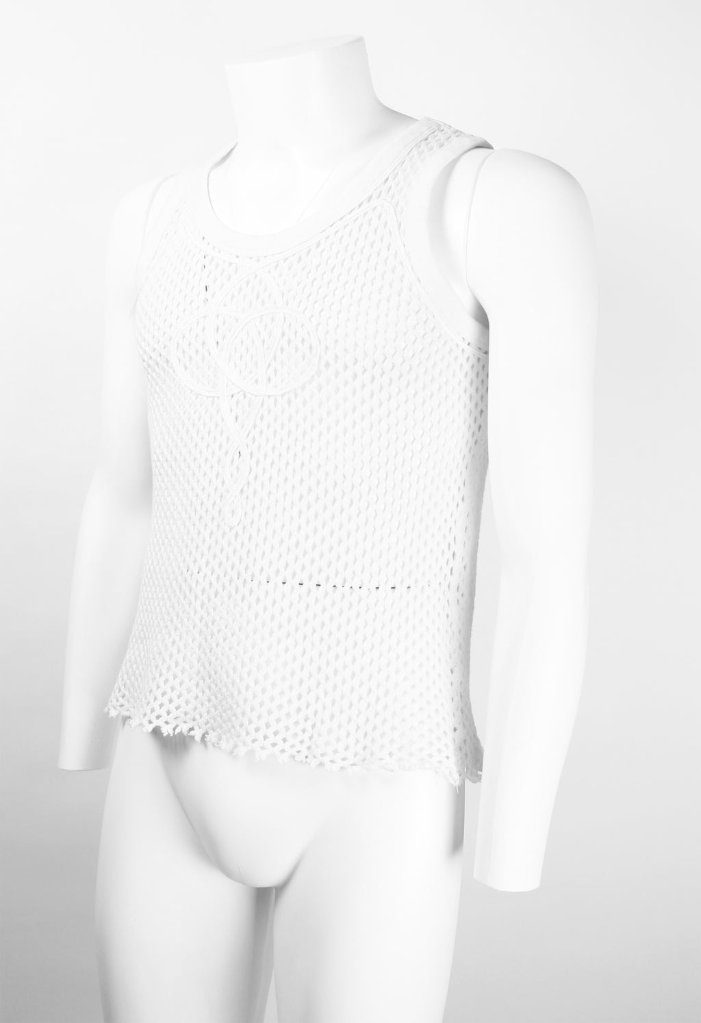 JEAN PAUL GAULTIER JPG WHITE MESH TANK TOP