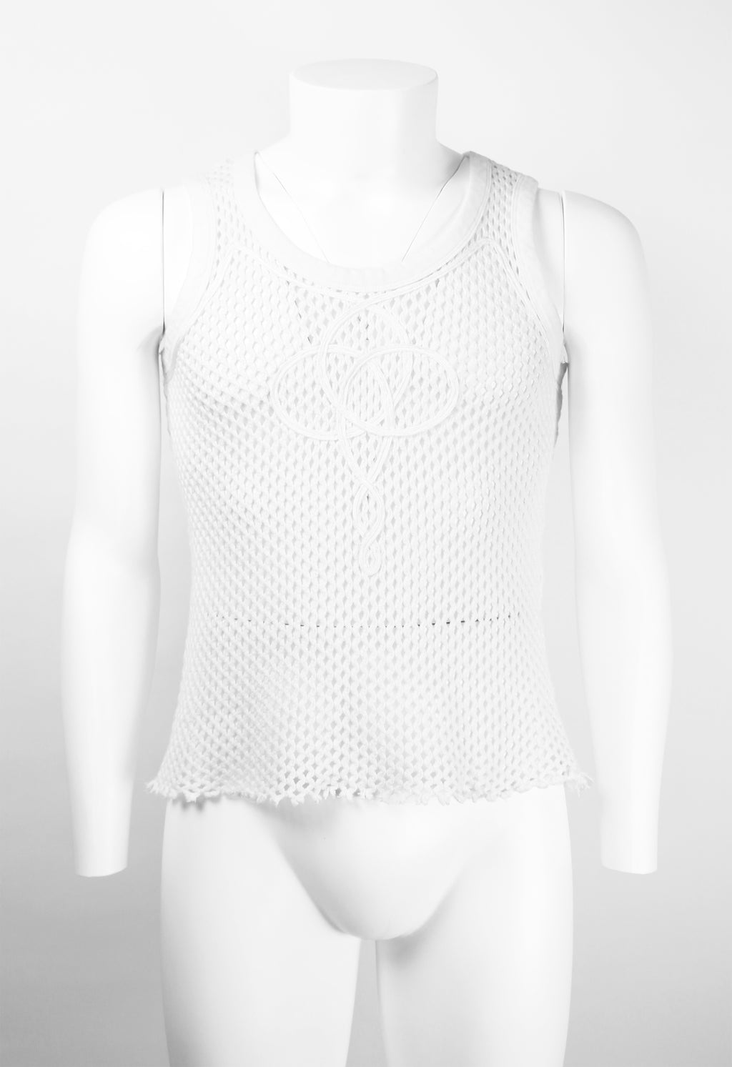 JEAN PAUL GAULTIER JPG WHITE MESH TANK TOP