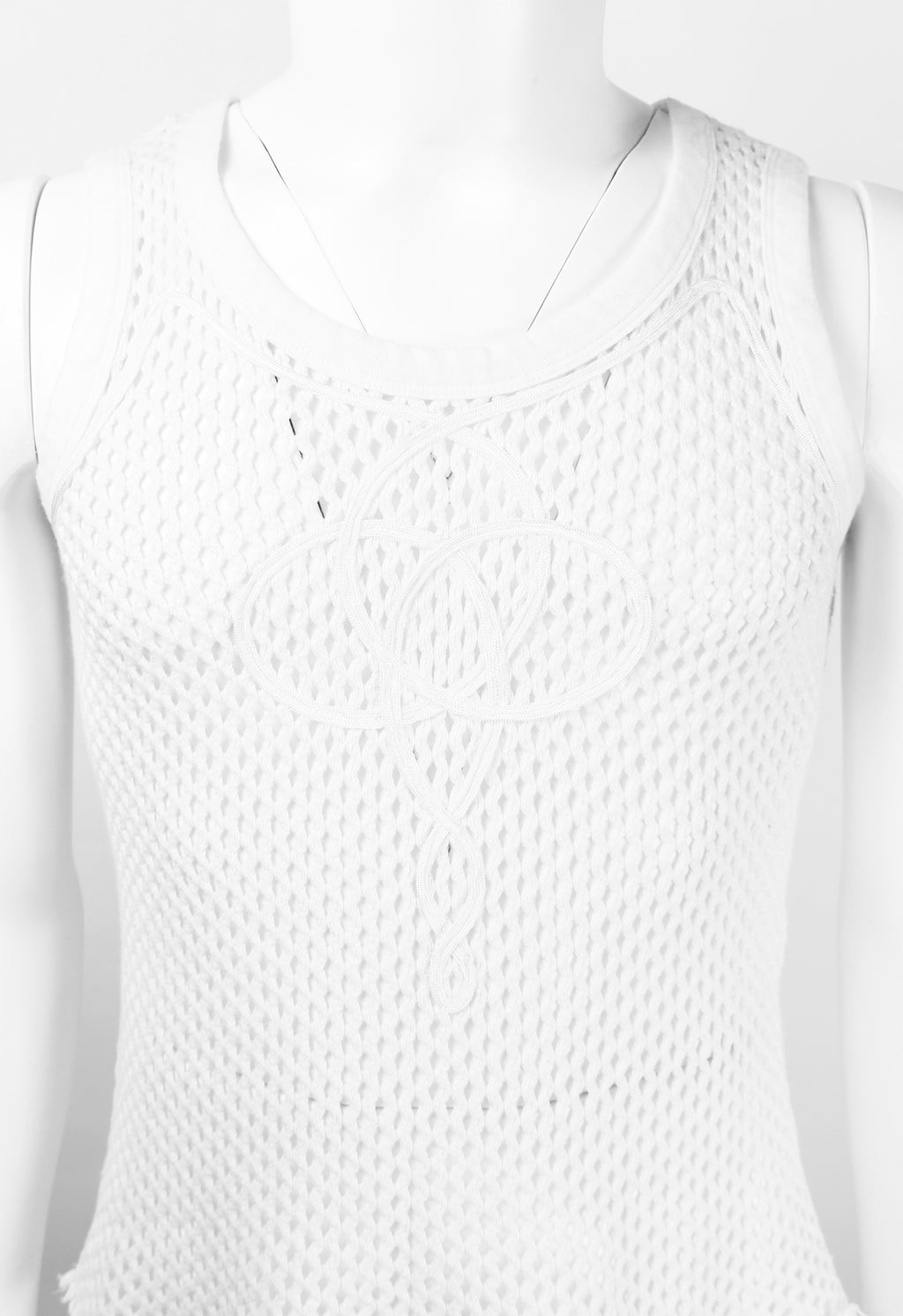 JEAN PAUL GAULTIER JPG WHITE MESH TANK TOP