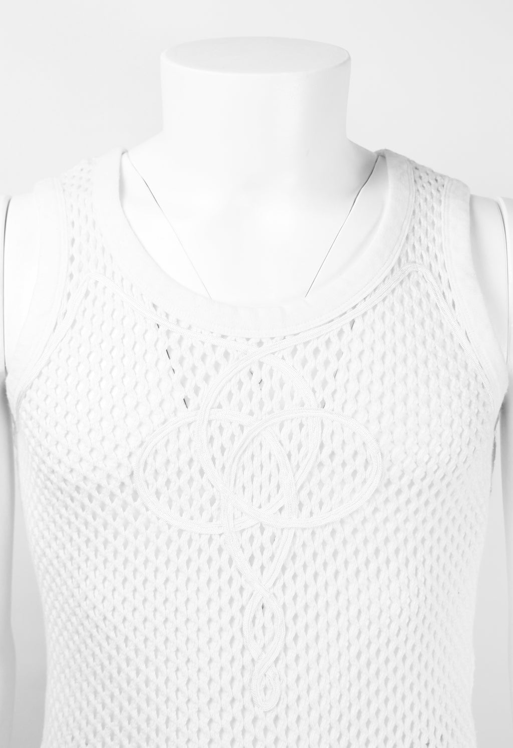 JEAN PAUL GAULTIER JPG WHITE MESH TANK TOP