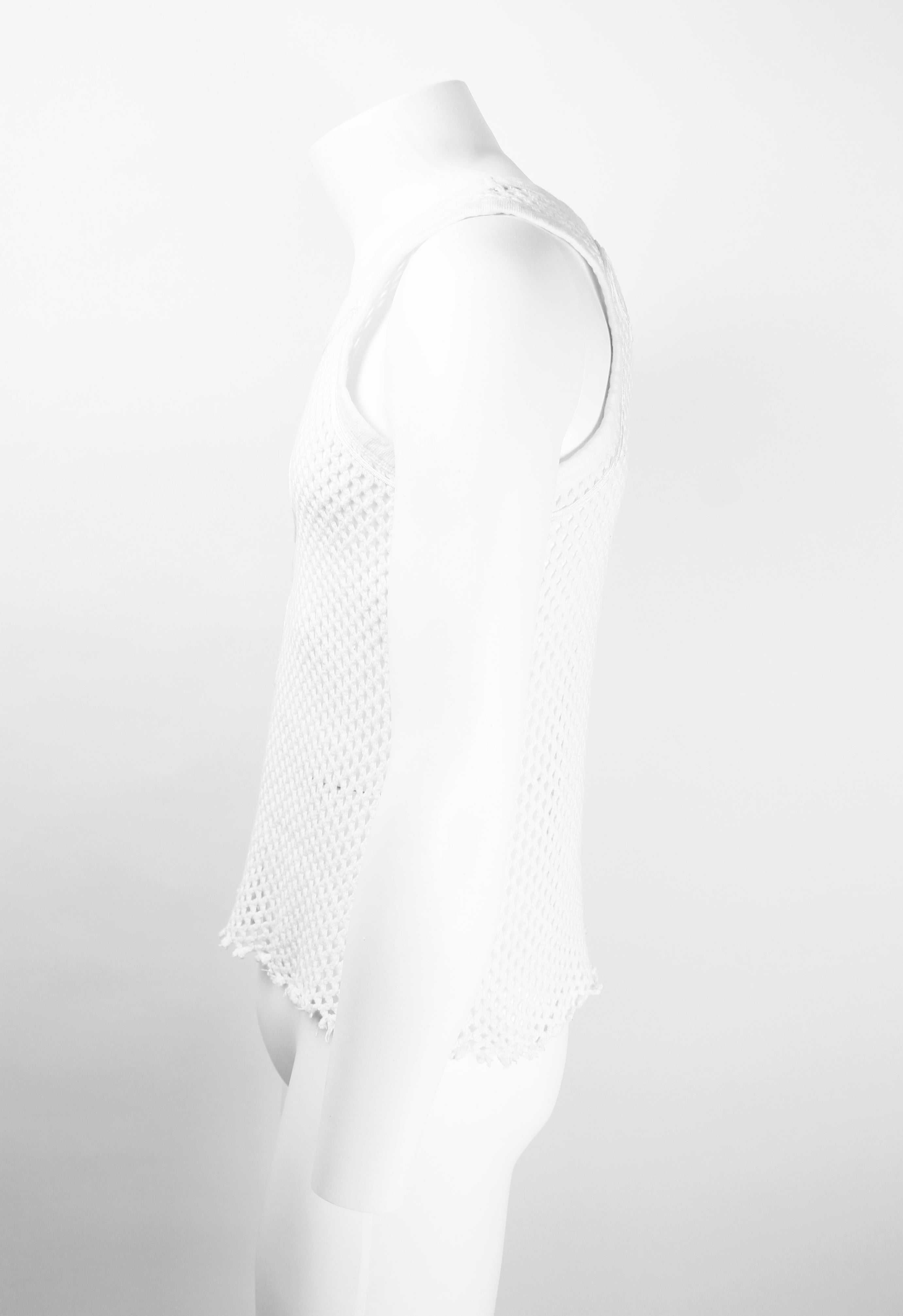 JEAN PAUL GAULTIER JPG WHITE MESH TANK TOP
