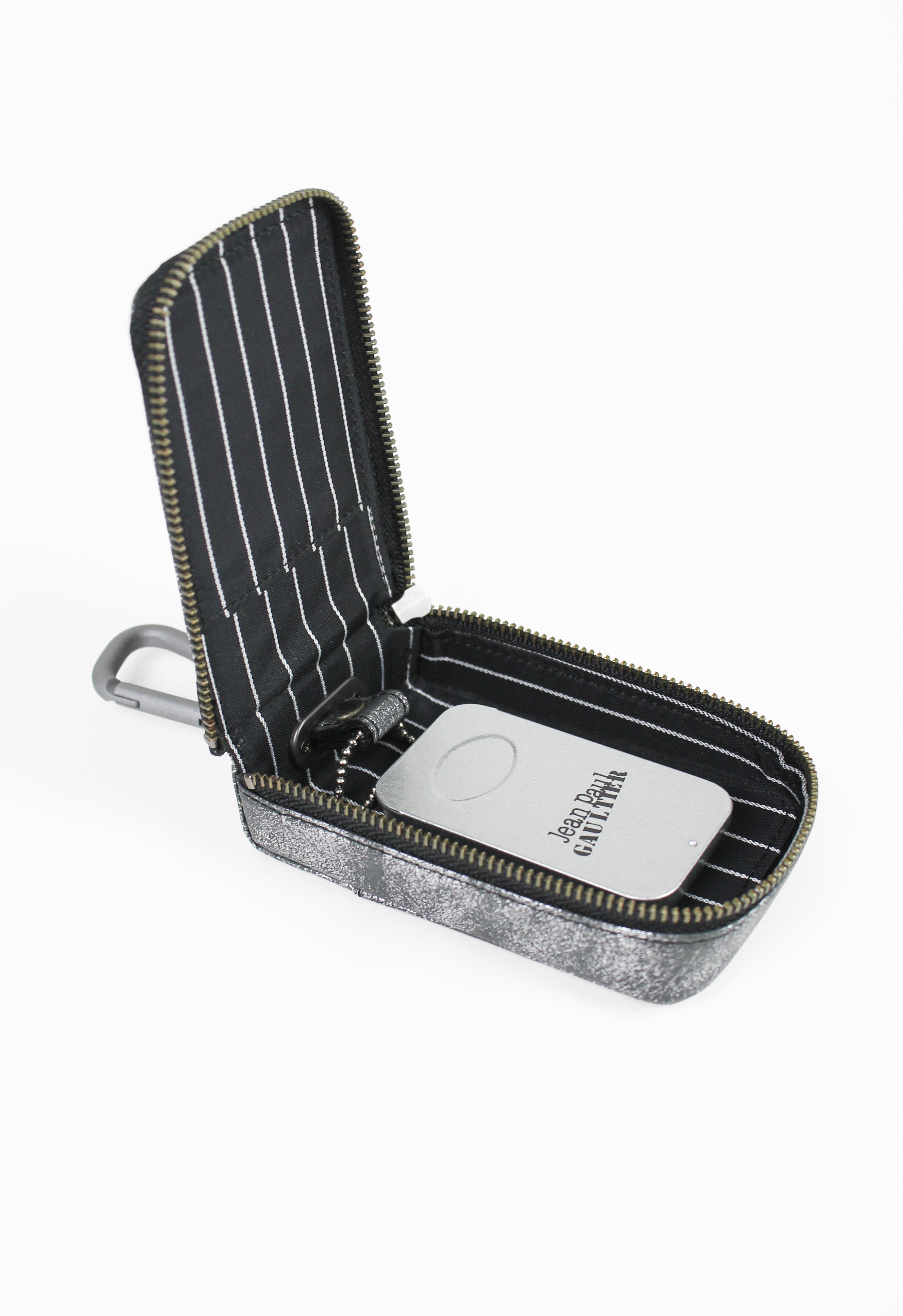 JEAN PAUL GAULTIER TROMPE L'OEIL CRACKED LEATHER PORTABLE CIGARETTE AND ASHTRAY POUCH