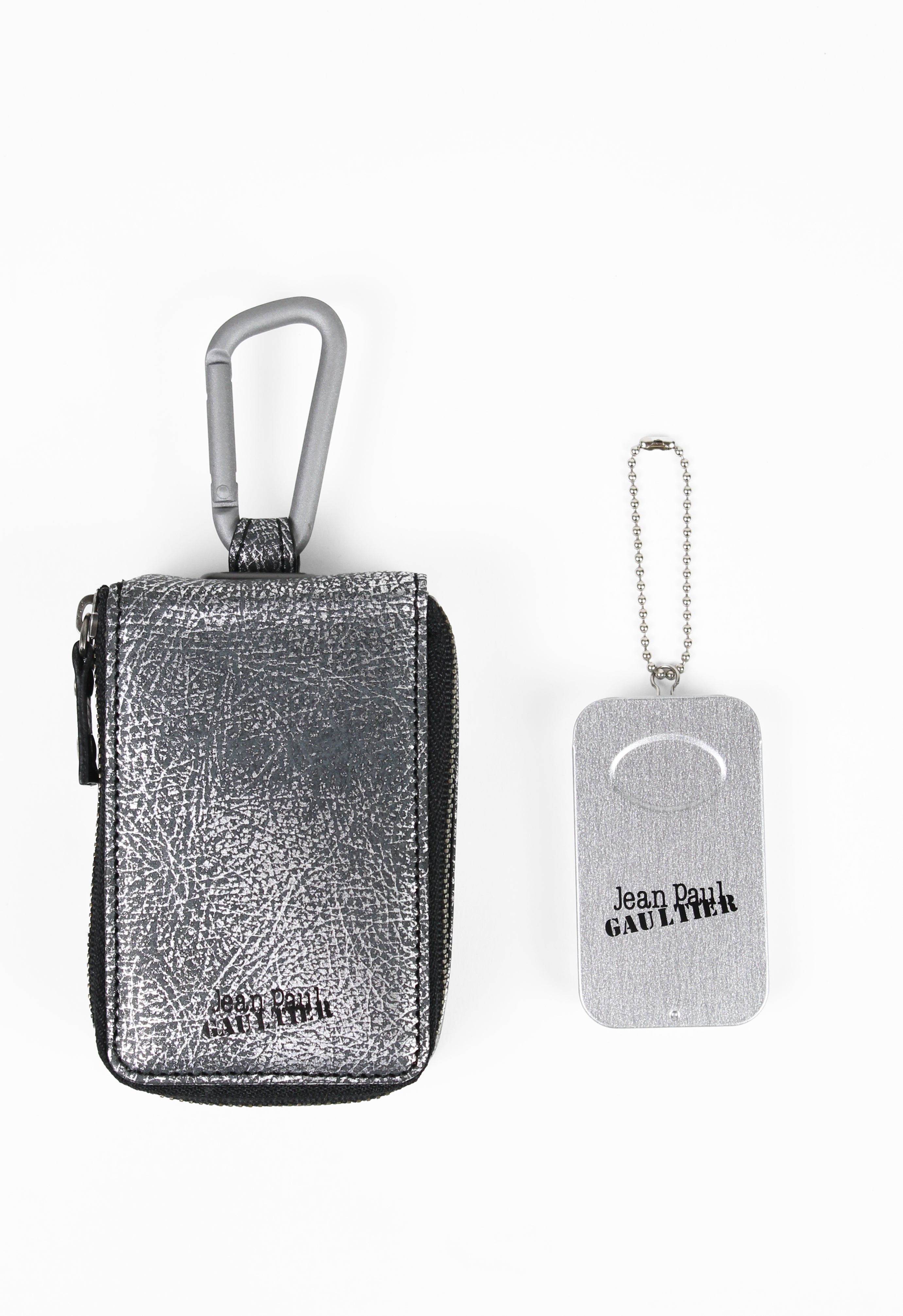JEAN PAUL GAULTIER TROMPE L'OEIL CRACKED LEATHER PORTABLE CIGARETTE AND ASHTRAY POUCH
