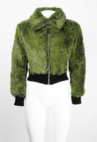 JEAN PAUL GAULTIER FW 1995 CROPPED GREEN FAUX FUR JACKET