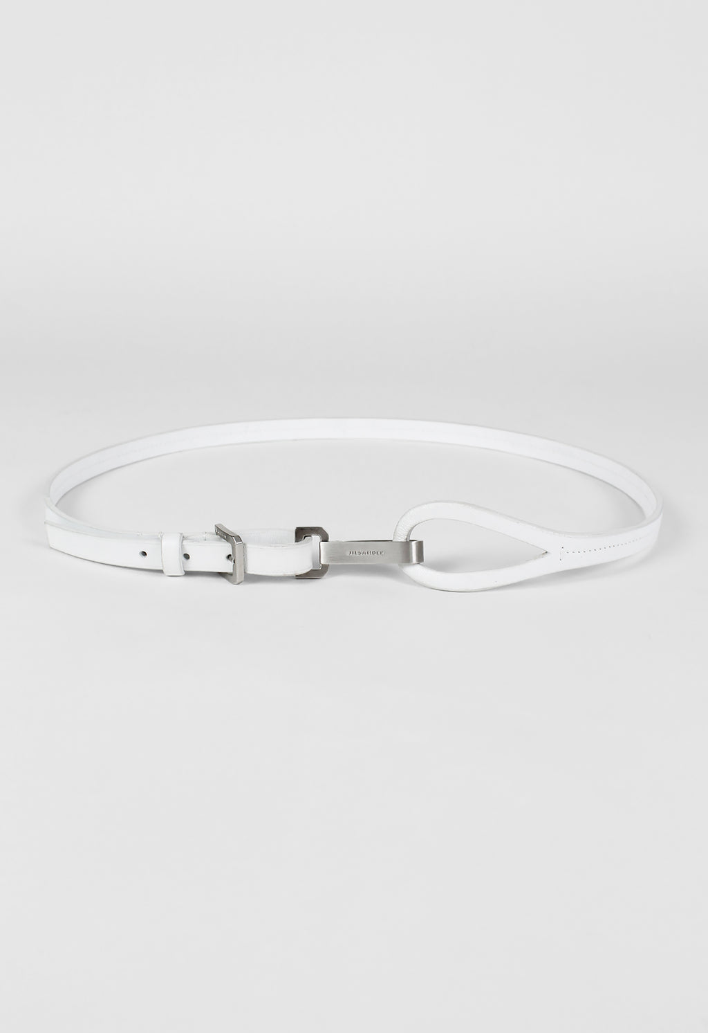 JIL SANDER 2003 WHITE LEATHER LOOP AND CLASP BELT