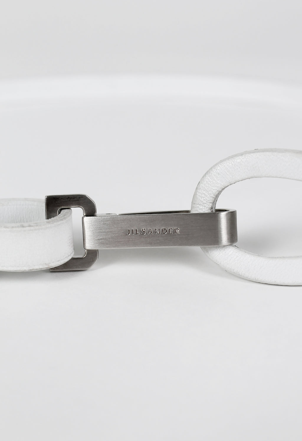 JIL SANDER 2003 WHITE LEATHER LOOP AND CLASP BELT